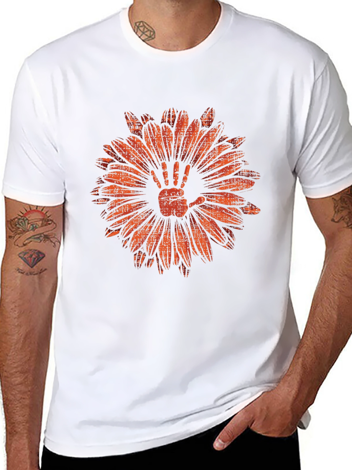 Hand Flower Graphic Tee - Mens Black T-Shirt