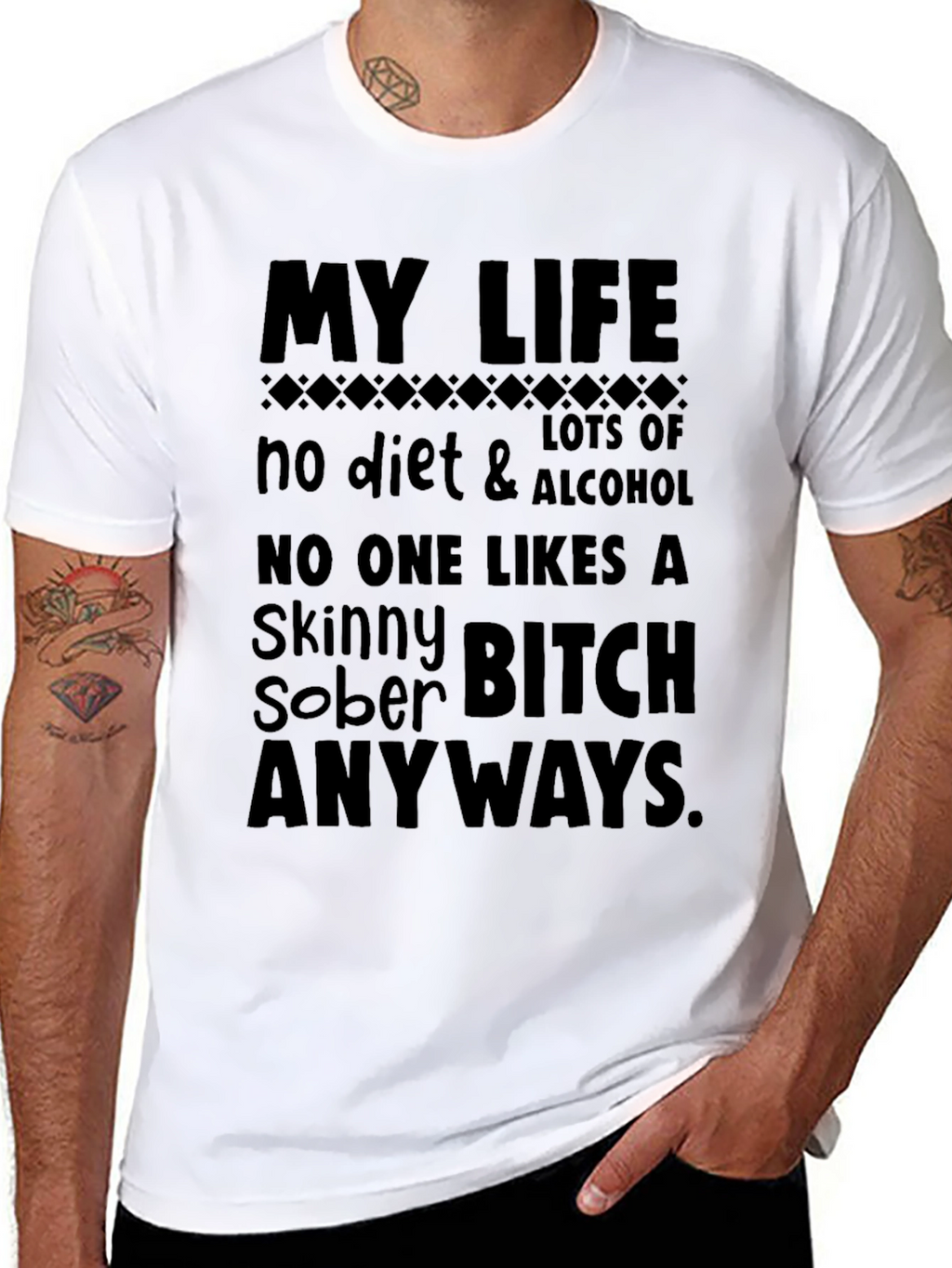 My Life No Diet & Alcohol Black T-Shirt