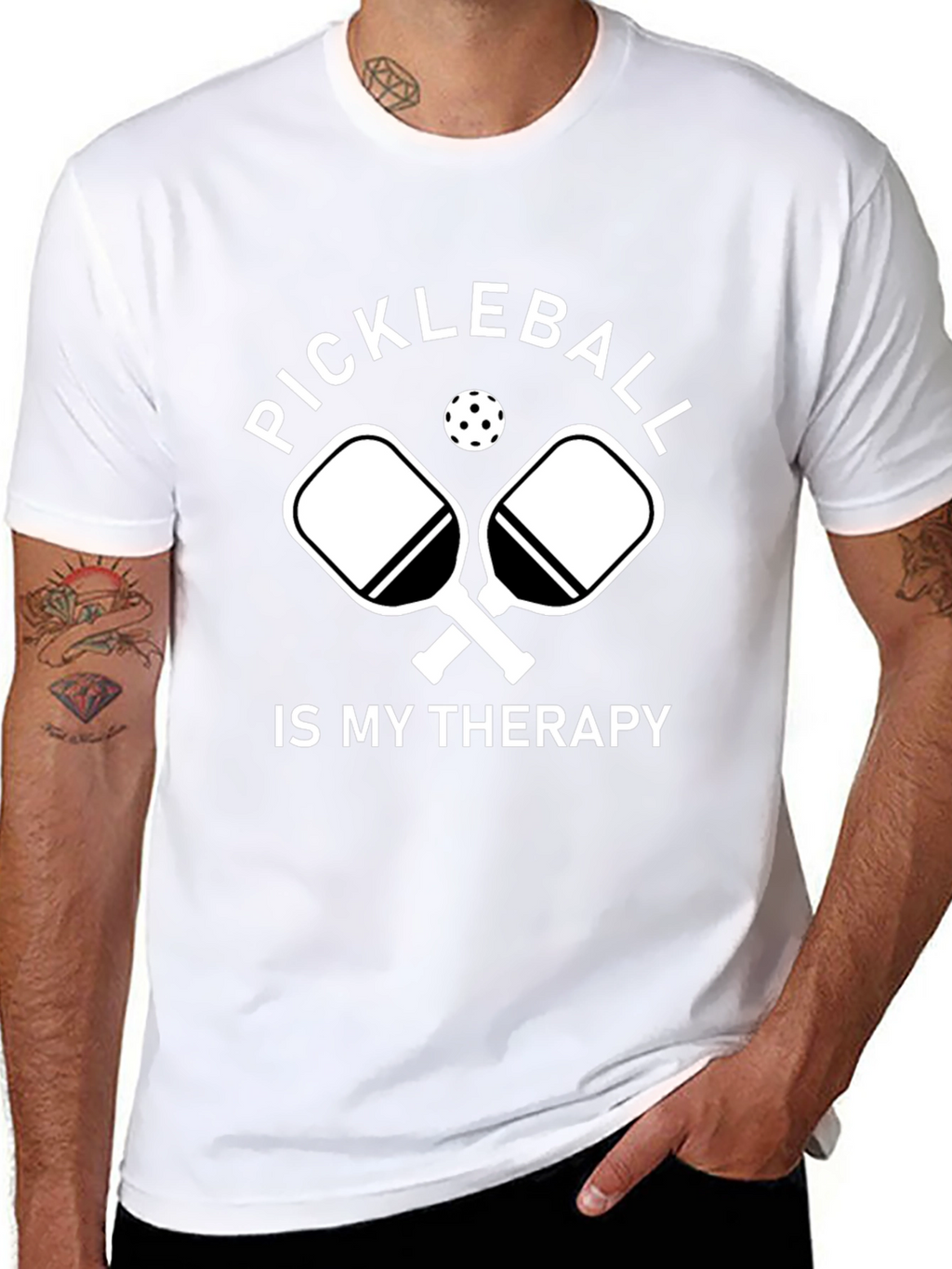 Pickleball Therapy Tee - Black Cotton T-Shirt