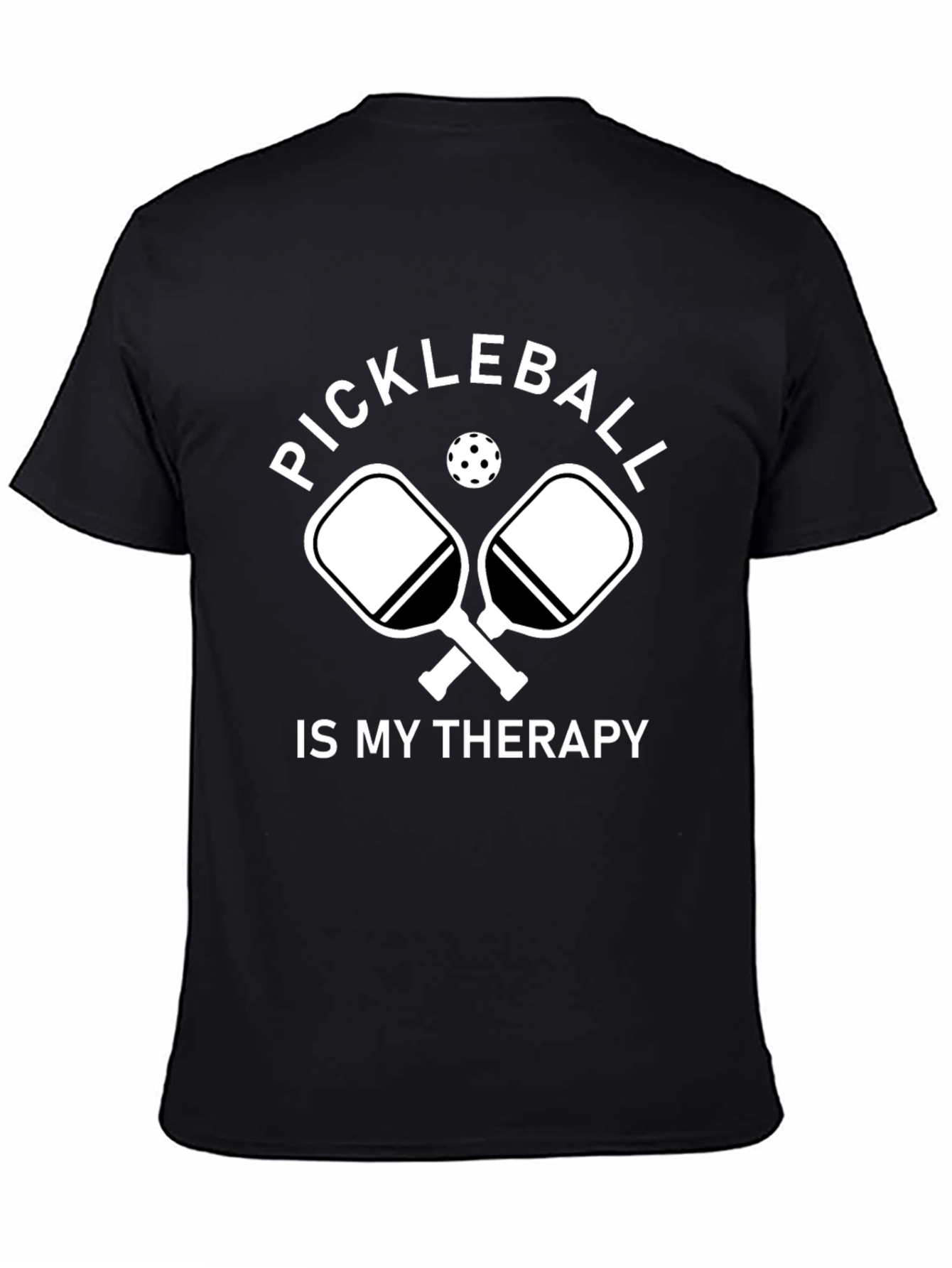 Pickleball Therapy Tee - Black Cotton T-Shirt