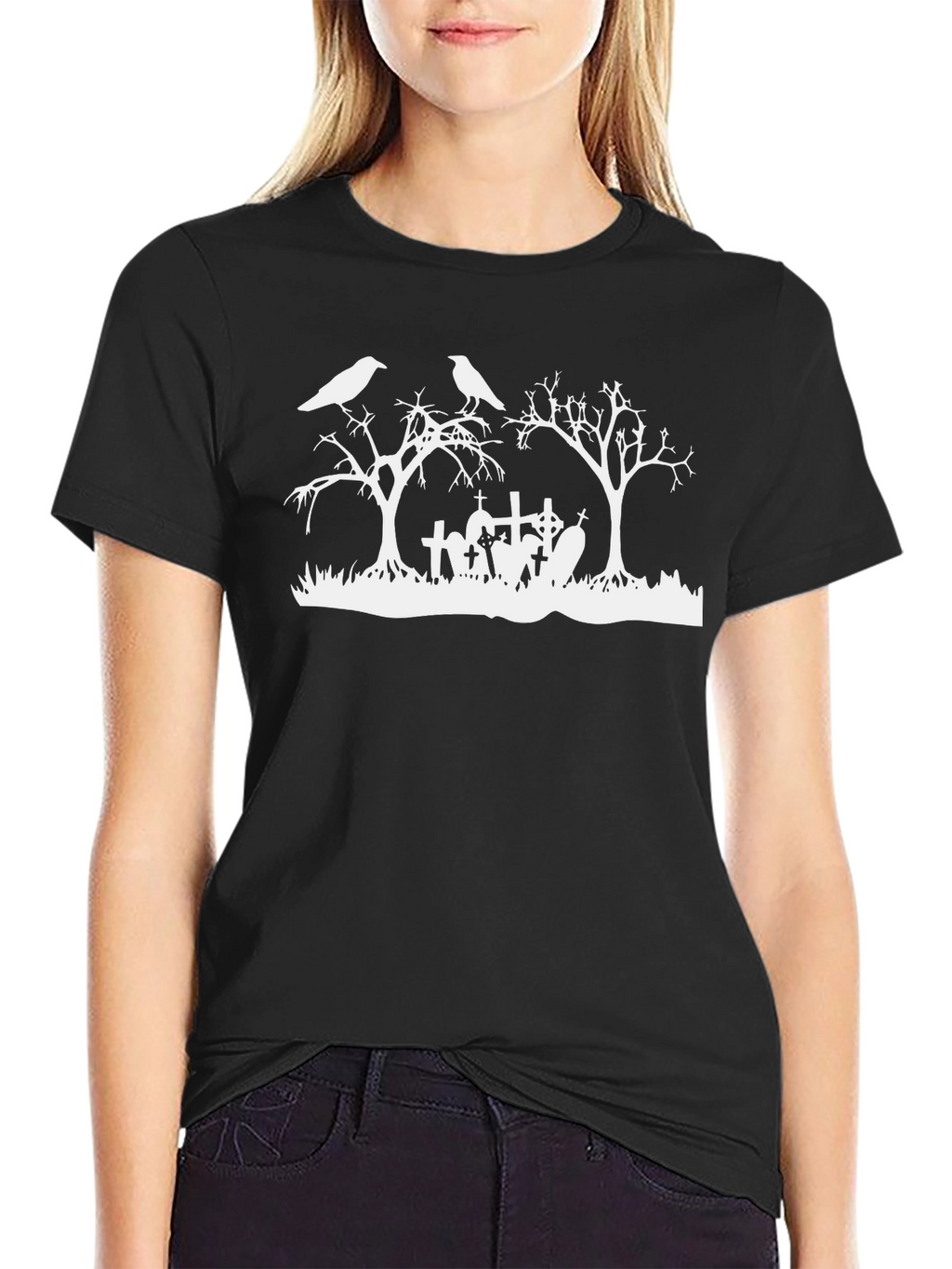 Halloween Graveyard Raven T-Shirt
