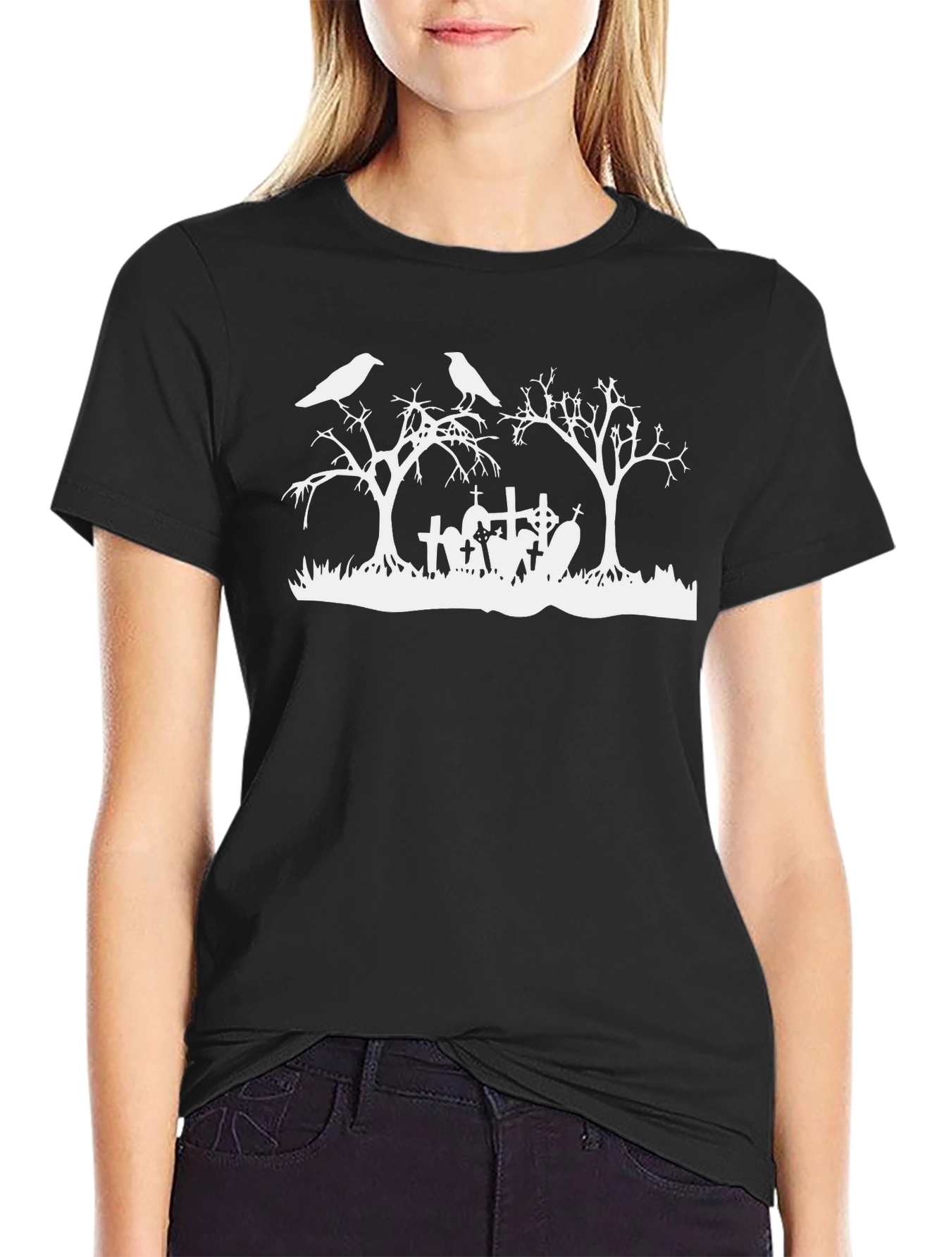 Halloween Graveyard Raven T-Shirt