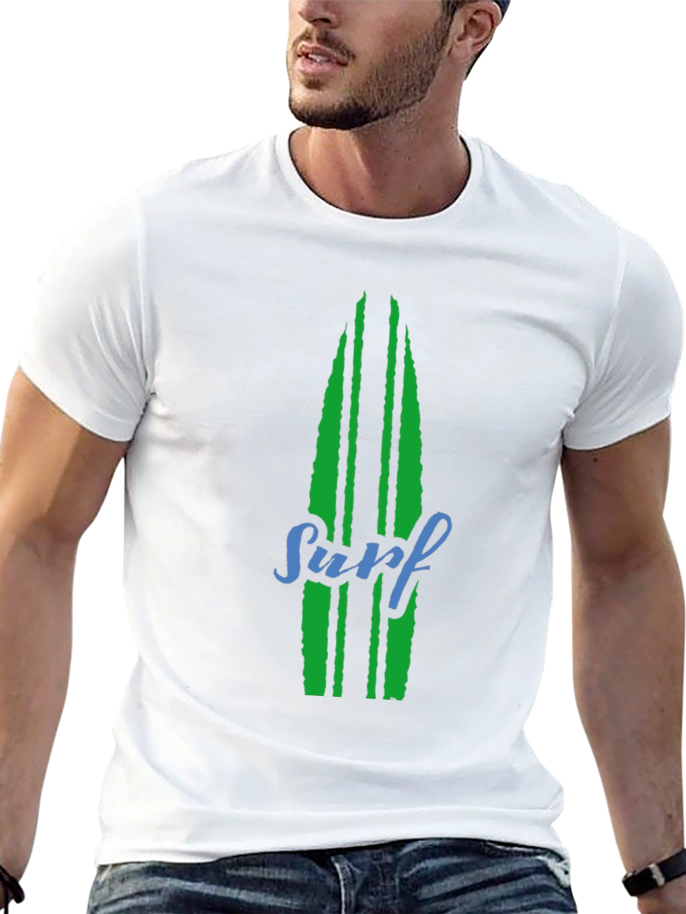 Surfboard Graphic Tee - Black Cotton T-Shirt
