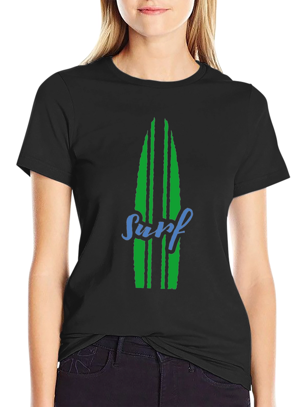 Surfboard Graphic Tee - Black Cotton T-Shirt
