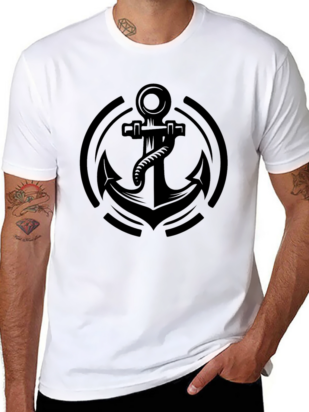 Black Anchor Graphic Tee - Nautical Style