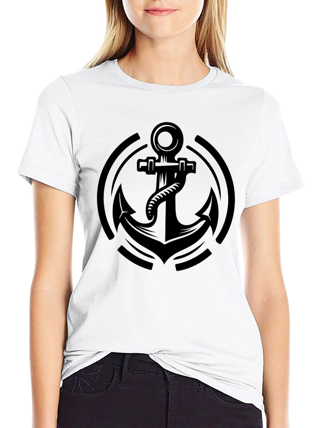 Black Anchor Graphic Tee - Nautical Style