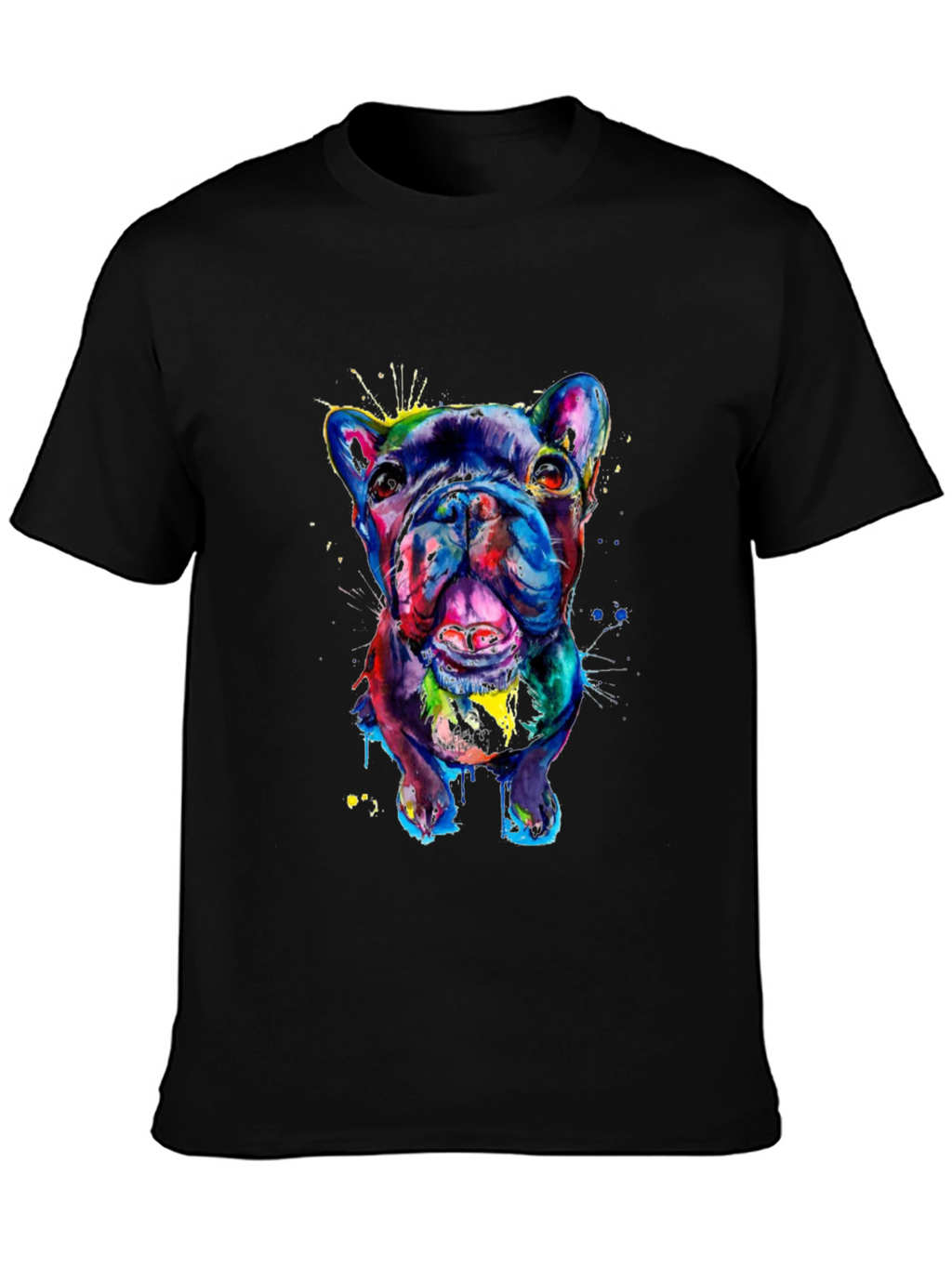 Vibrant Bulldog Graphic Tee - Mens Black T-Shirt