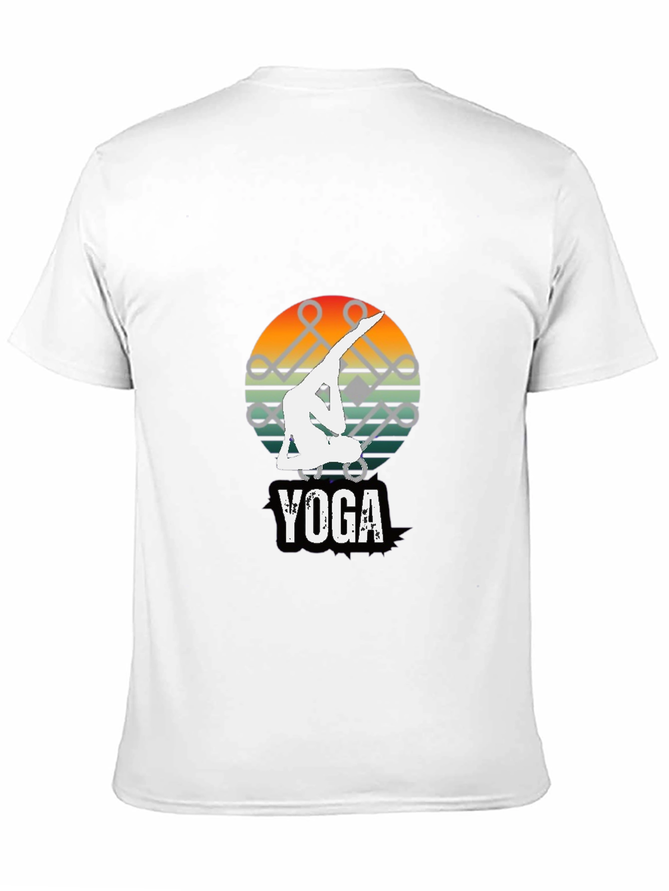 Yoga Pose Graphic Tee - Sunset Design Black Shirt
