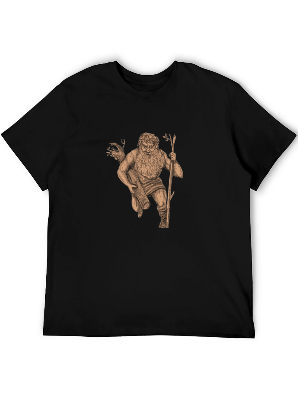 Mythical Woodcut Graphic Tee - Black