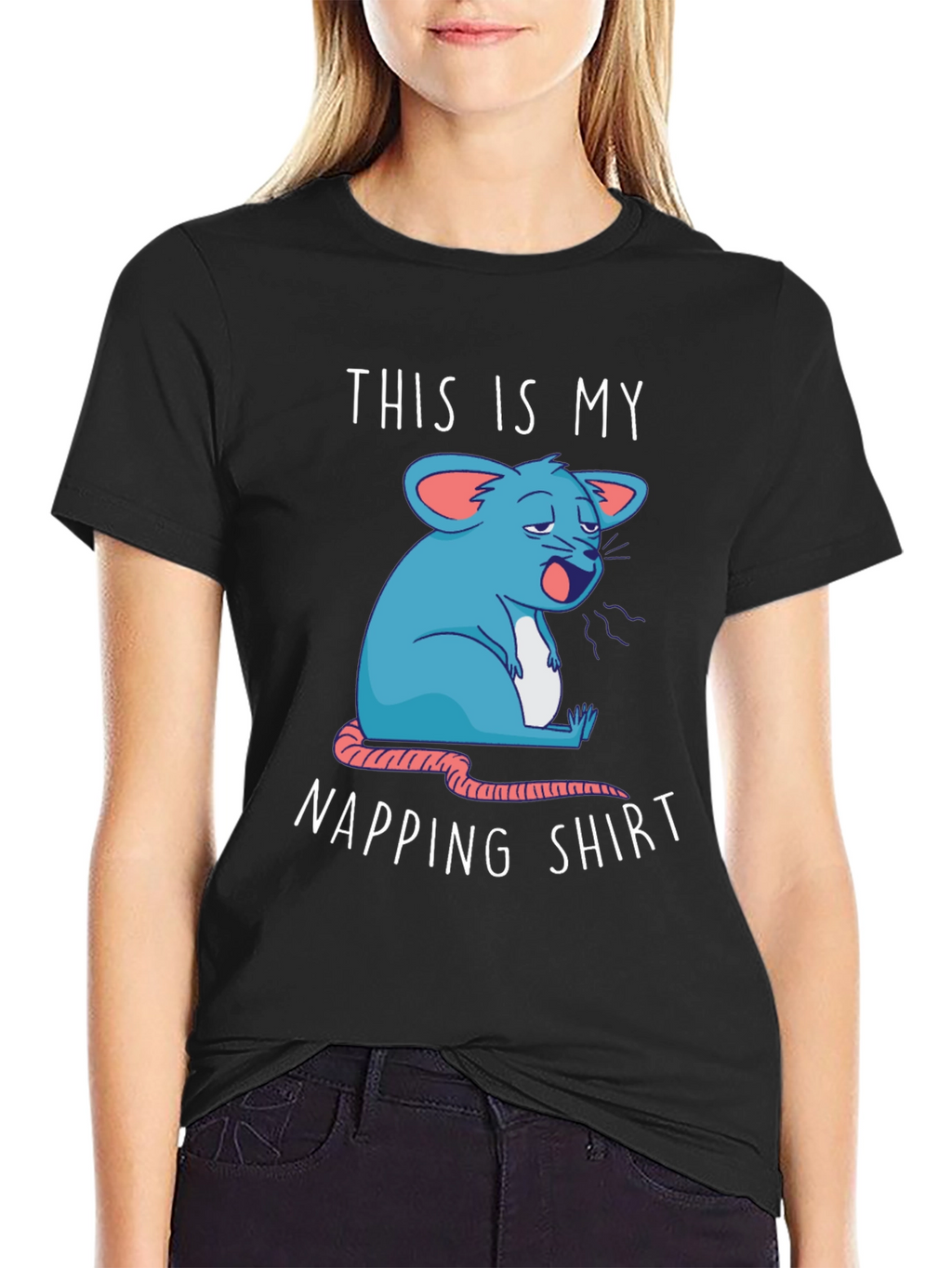 Napping Shirt - Funny Cartoon Sleepy Mouse Tee