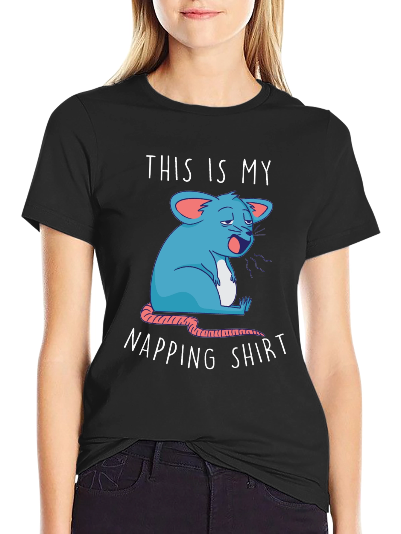 Napping Shirt - Funny Cartoon Sleepy Mouse Tee
