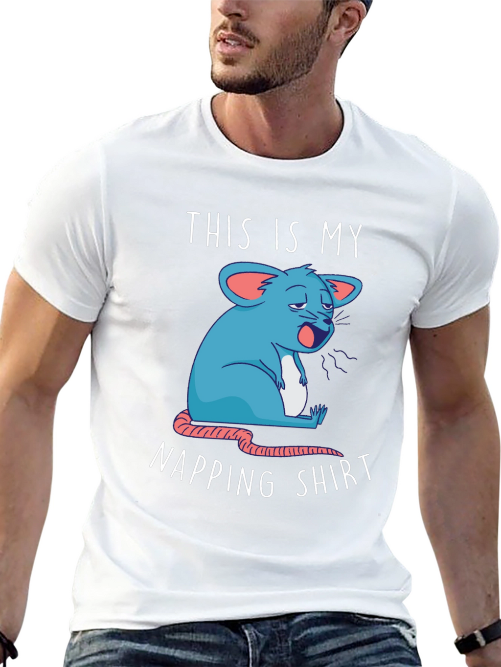 Napping Shirt - Funny Cartoon Sleepy Mouse Tee