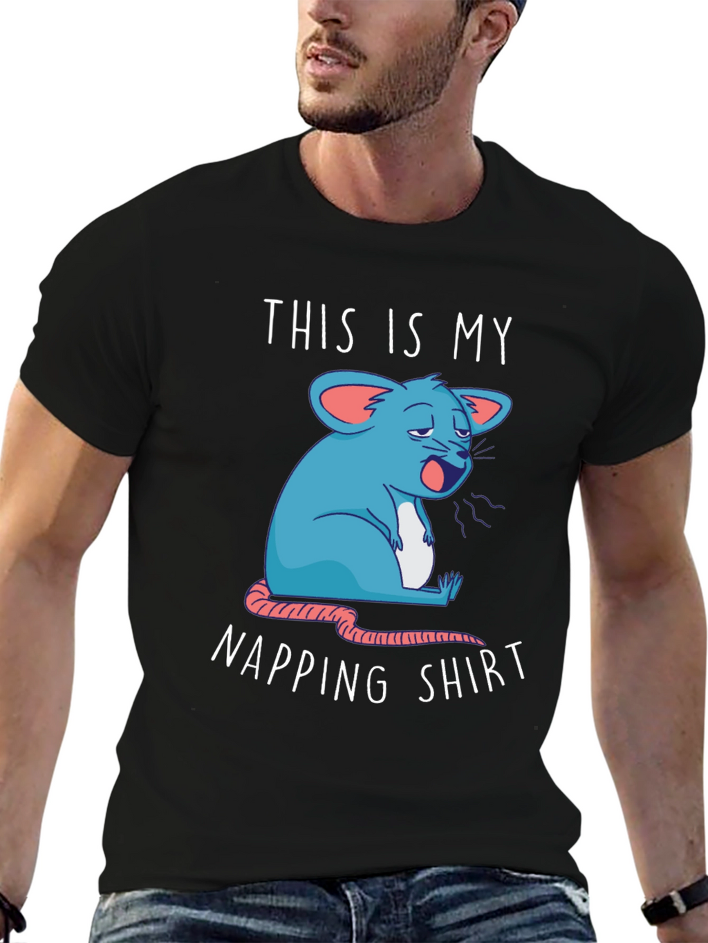 Napping Shirt - Funny Cartoon Sleepy Mouse Tee