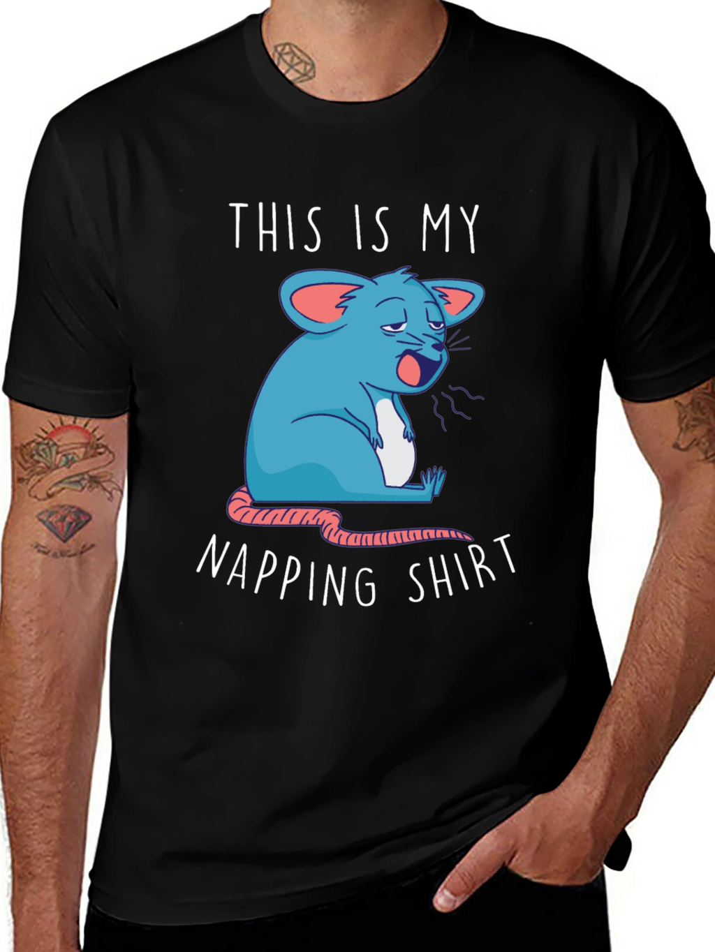 Napping Shirt - Funny Cartoon Sleepy Mouse Tee