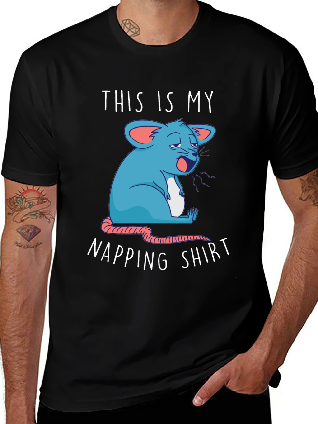 Napping Shirt - Funny Cartoon Sleepy Mouse Tee