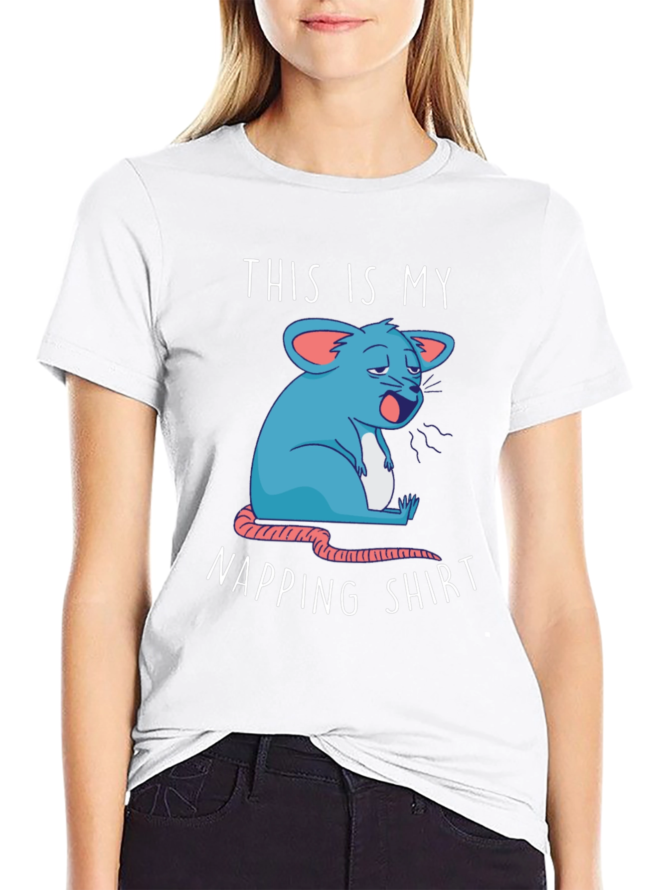 Napping Shirt - Funny Cartoon Sleepy Mouse Tee