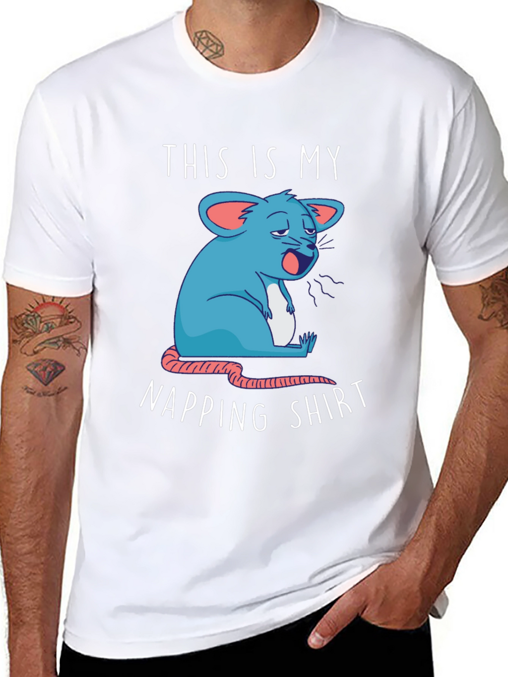 Napping Shirt - Funny Cartoon Sleepy Mouse Tee