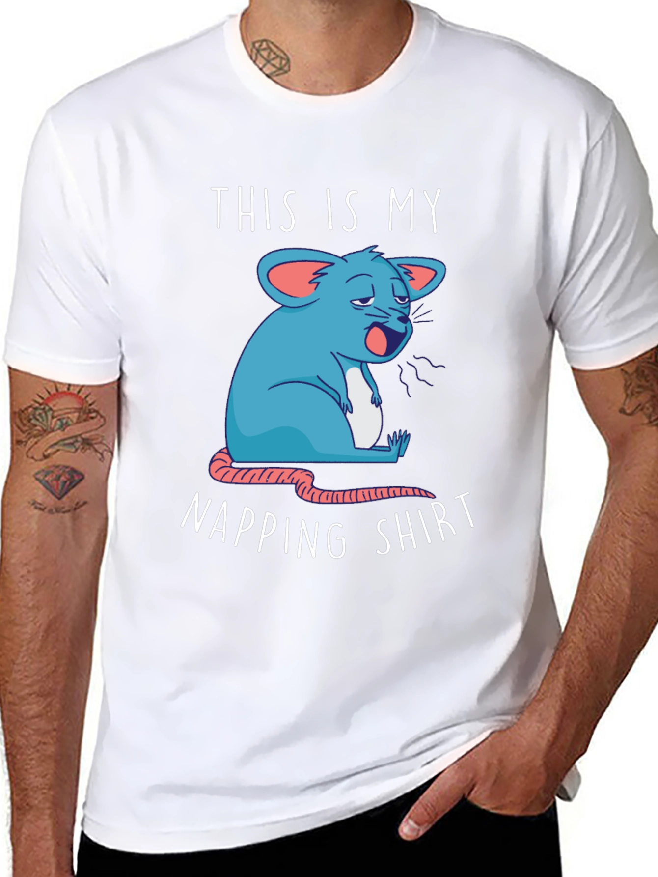 Napping Shirt - Funny Cartoon Sleepy Mouse Tee