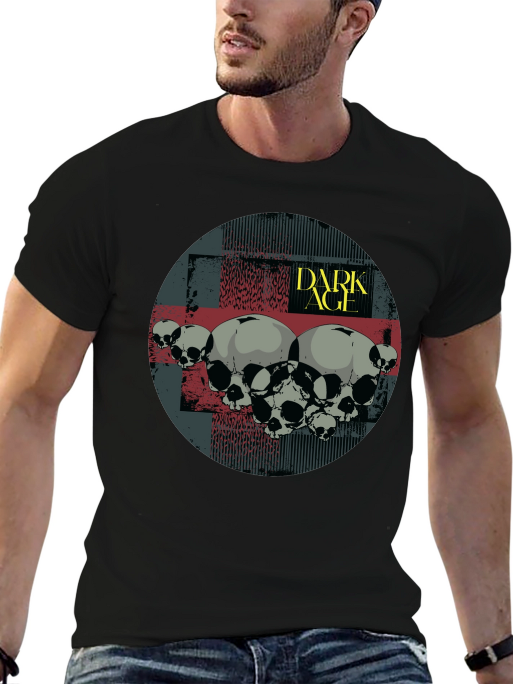 Dark Age Skull Graphic T-Shirt - Black