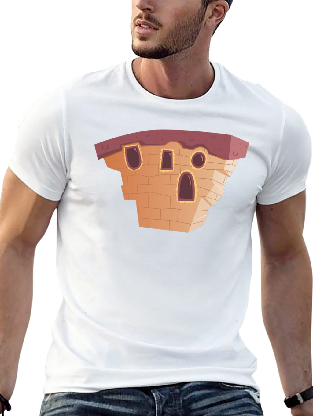 Cartoon Building Black T-Shirt