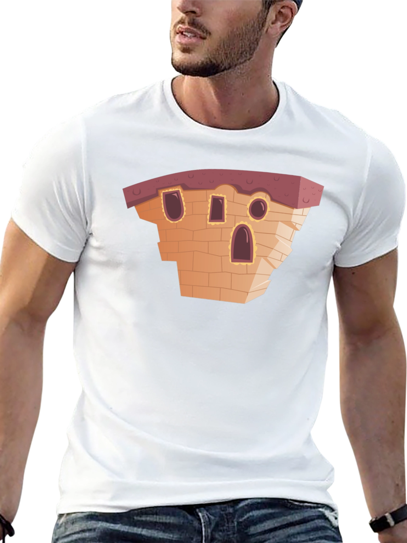 Cartoon Building Black T-Shirt