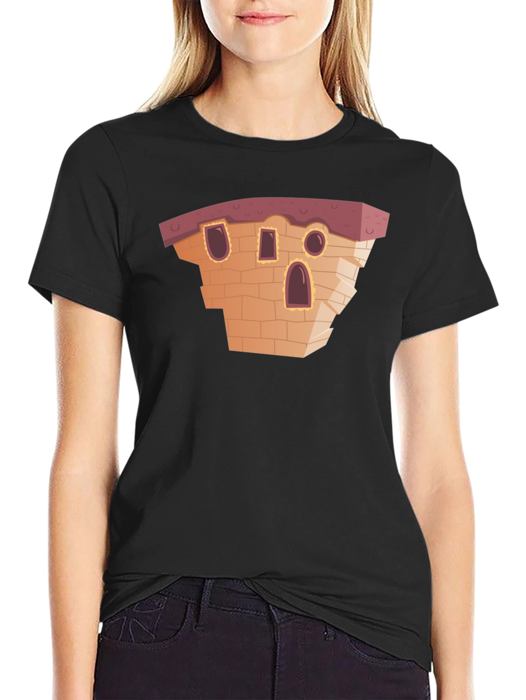 Cartoon Building Black T-Shirt