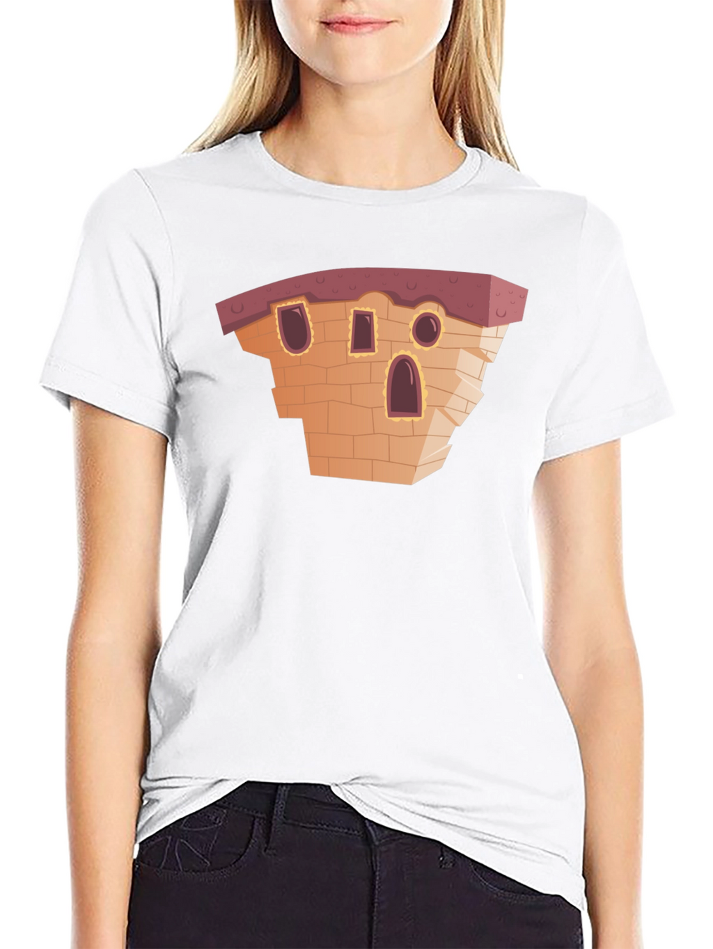 Cartoon Building Black T-Shirt