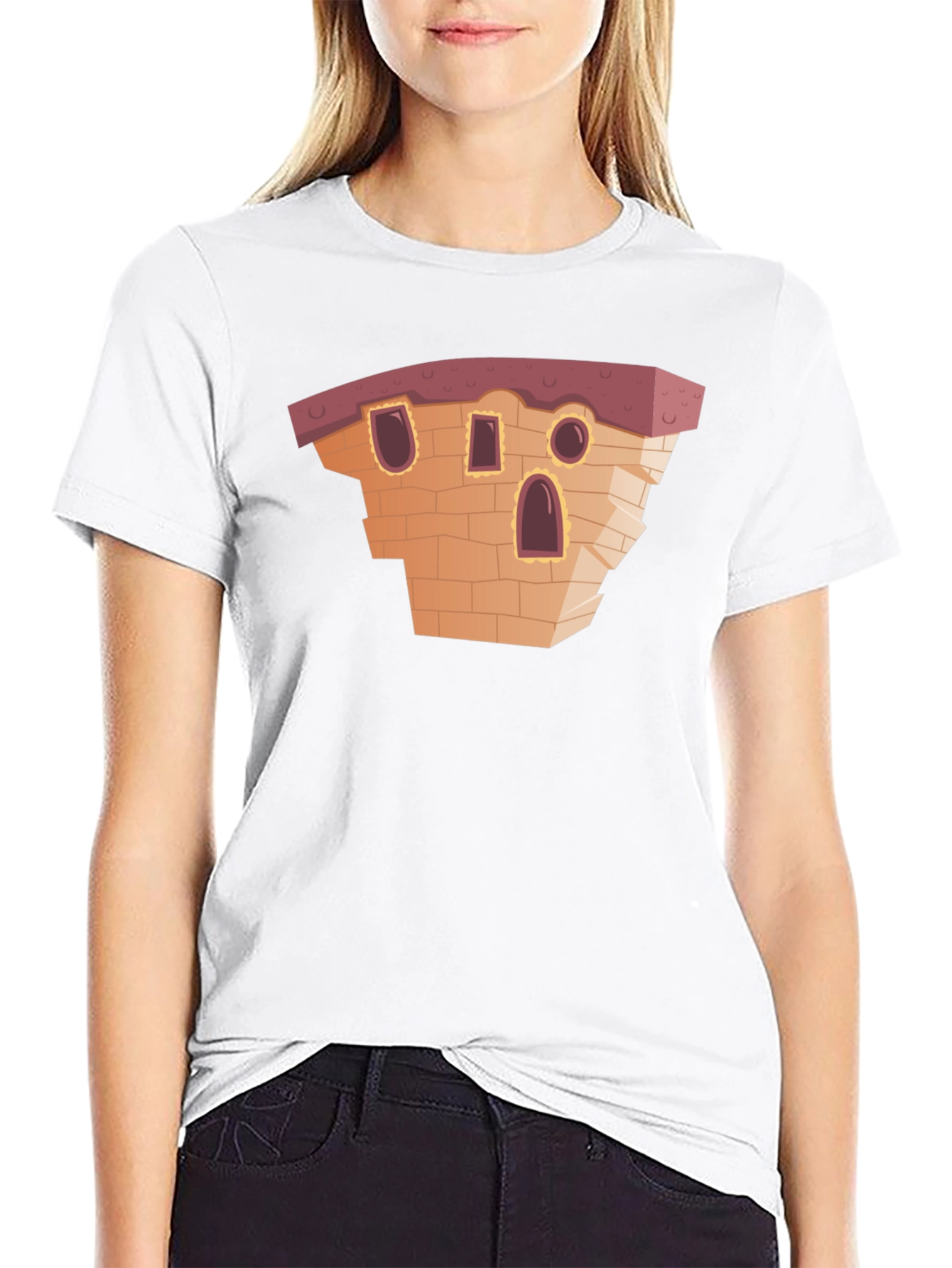 Cartoon Building Black T-Shirt