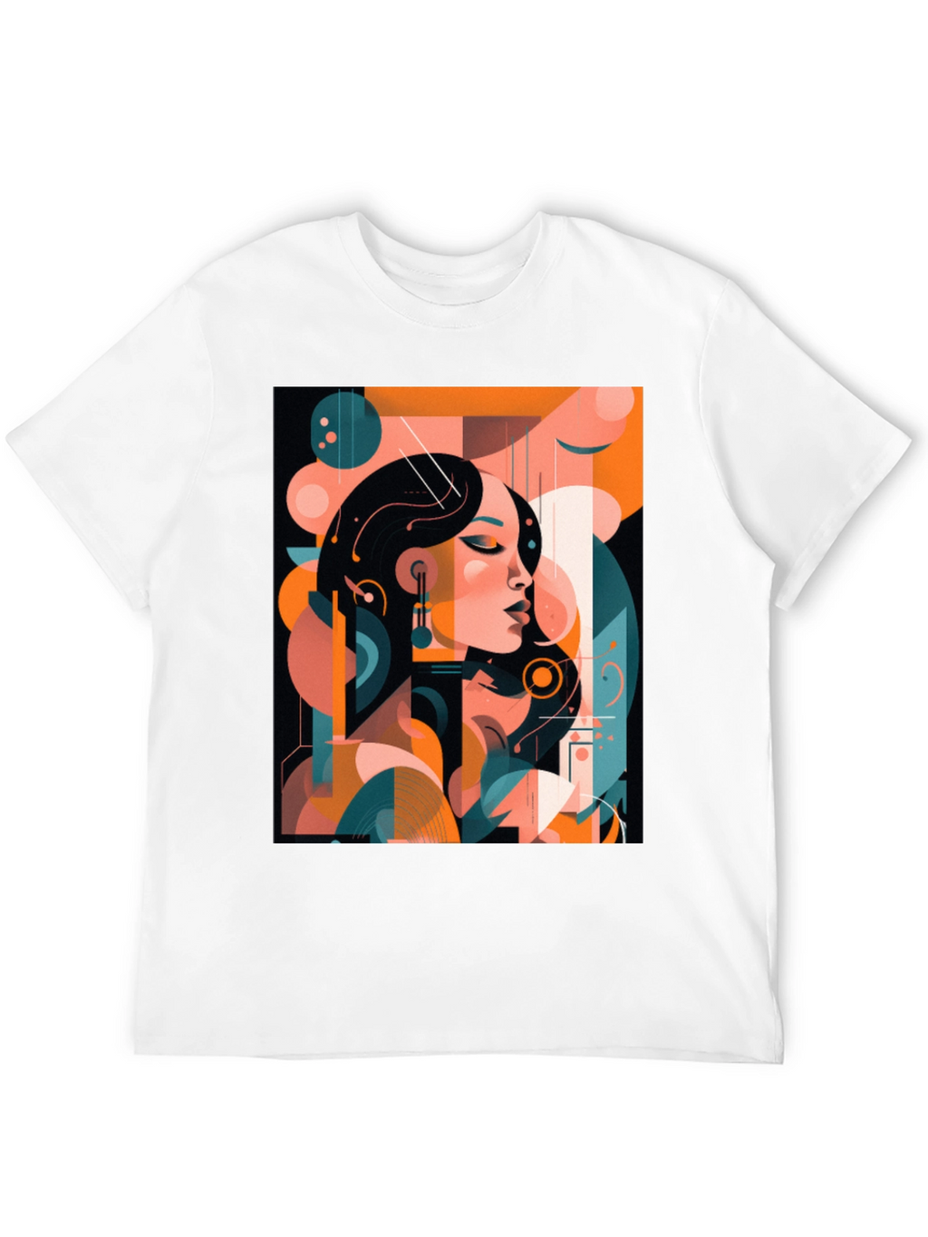 Abstract Woman Graphic Print Black T-Shirt