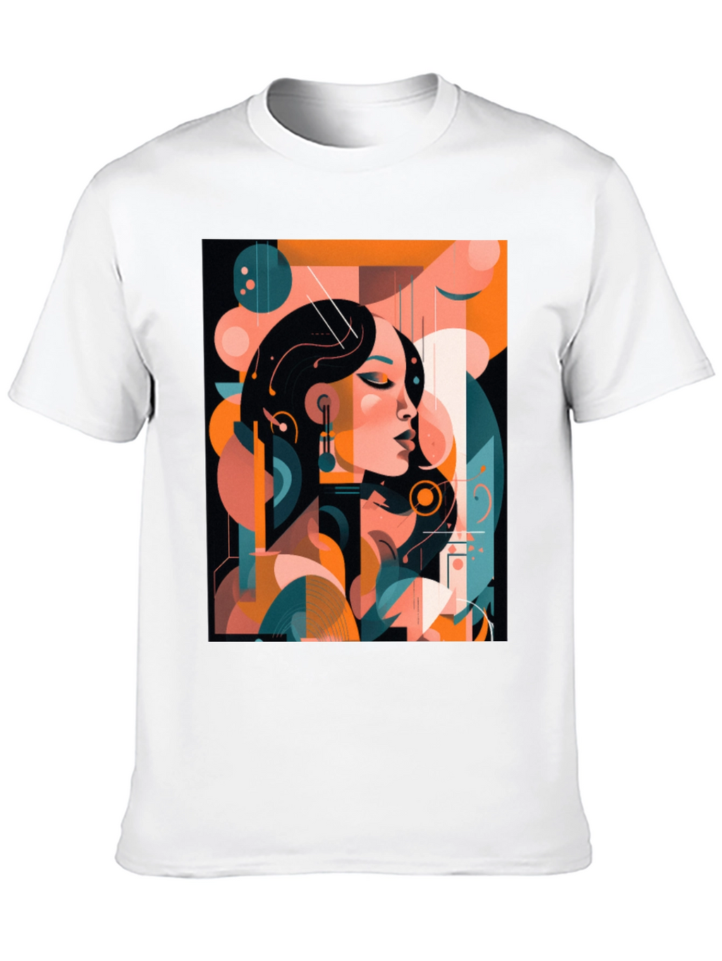 Abstract Woman Graphic Print Black T-Shirt
