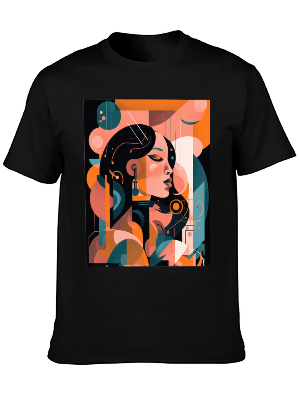 Abstract Woman Graphic Print Black T-Shirt