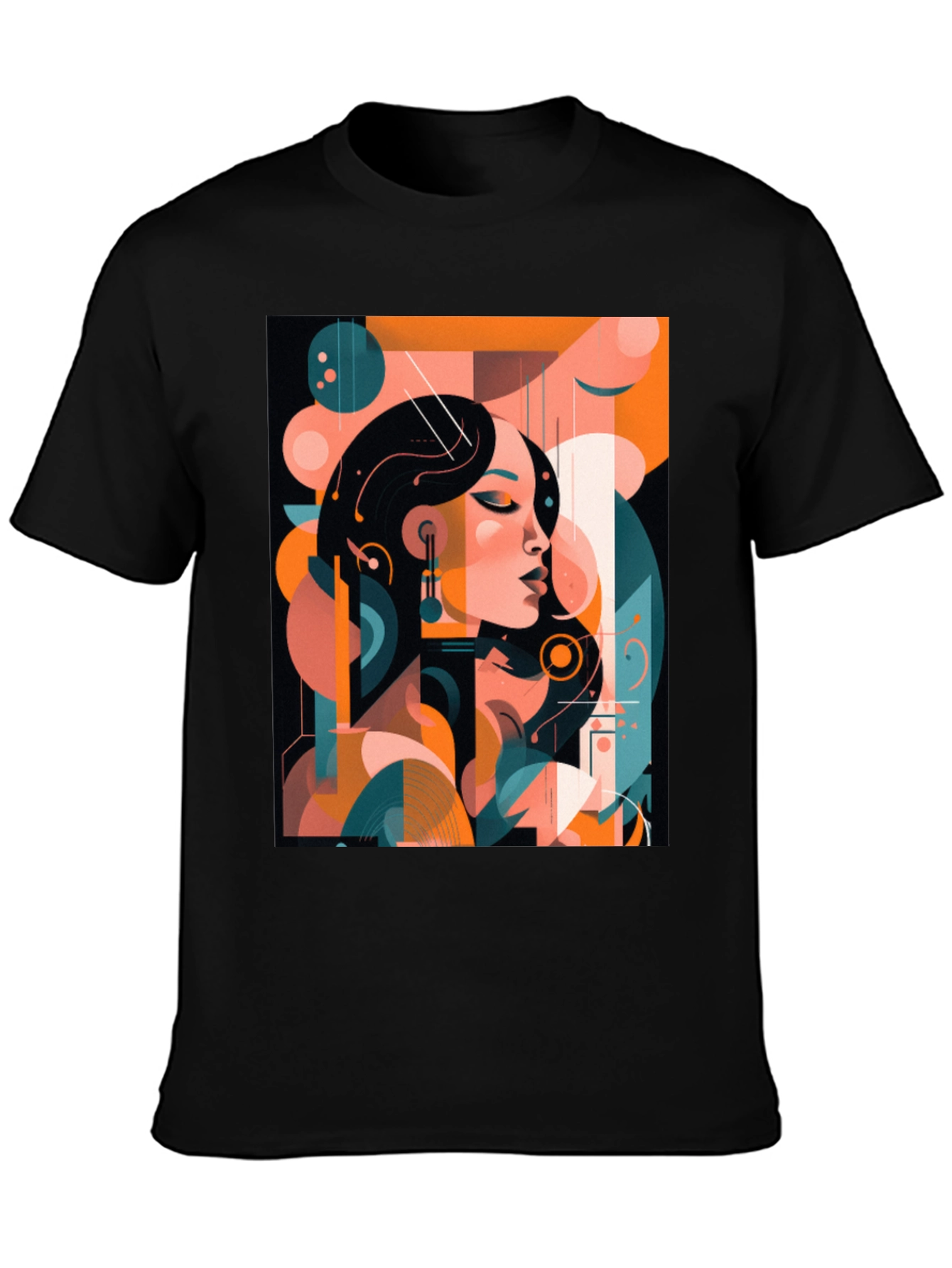 Abstract Woman Graphic Print Black T-Shirt