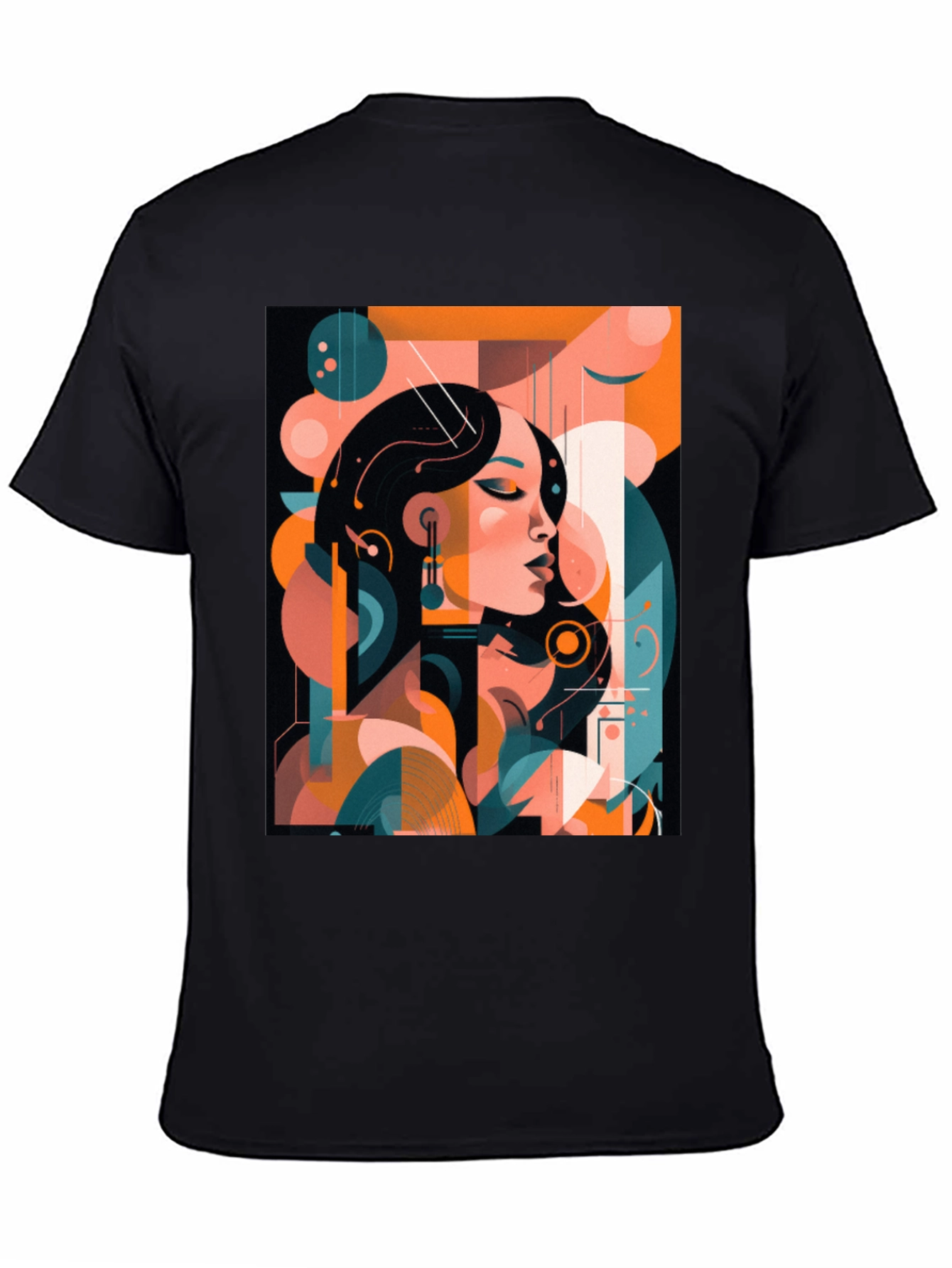 Abstract Woman Graphic Print Black T-Shirt