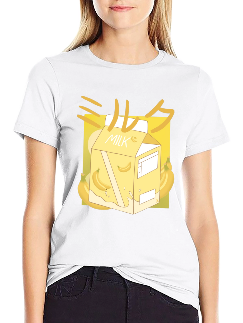 Banana Milk T-Shirt - Kawaii Style Black Tee