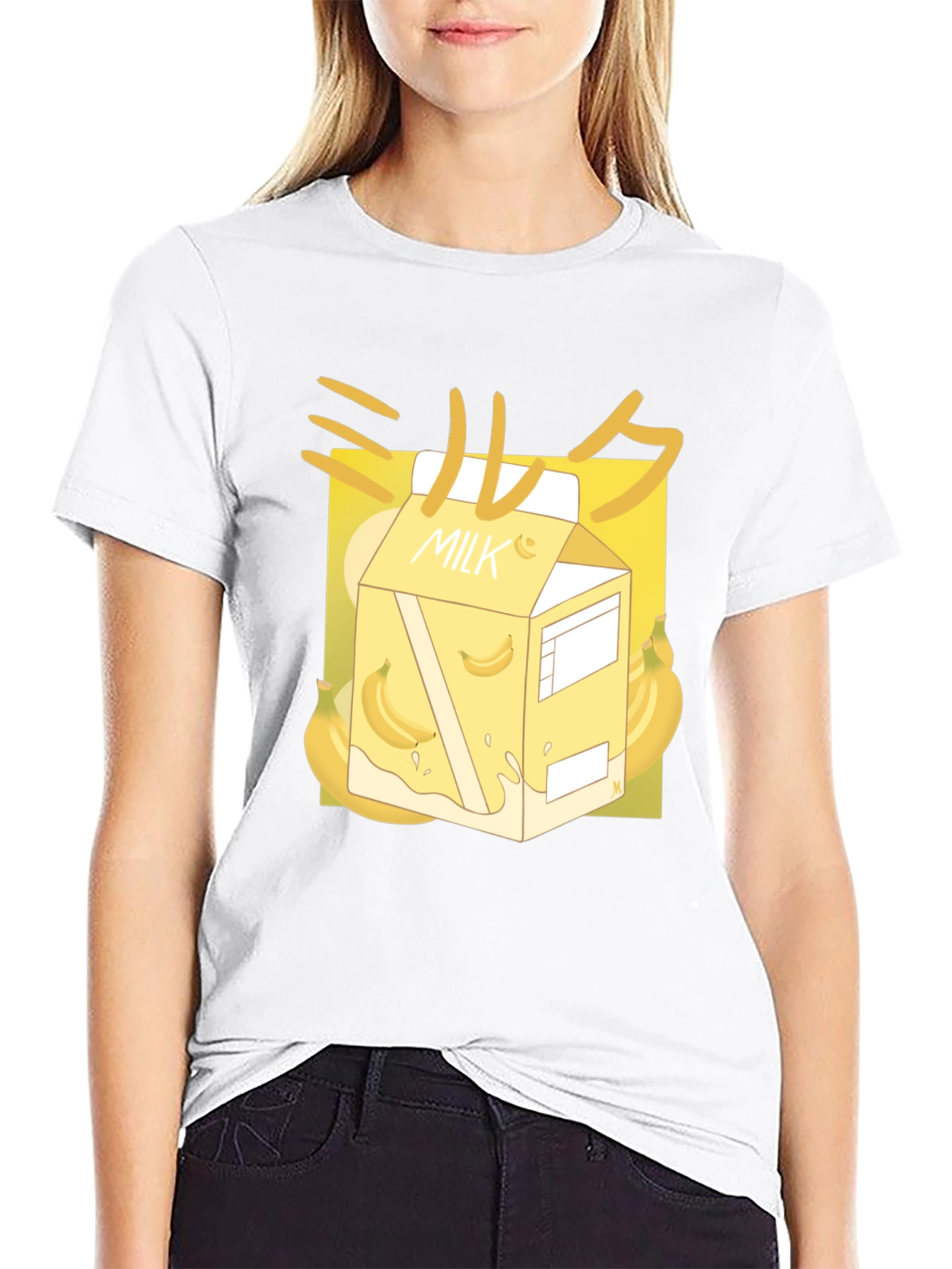 Banana Milk T-Shirt - Kawaii Style Black Tee
