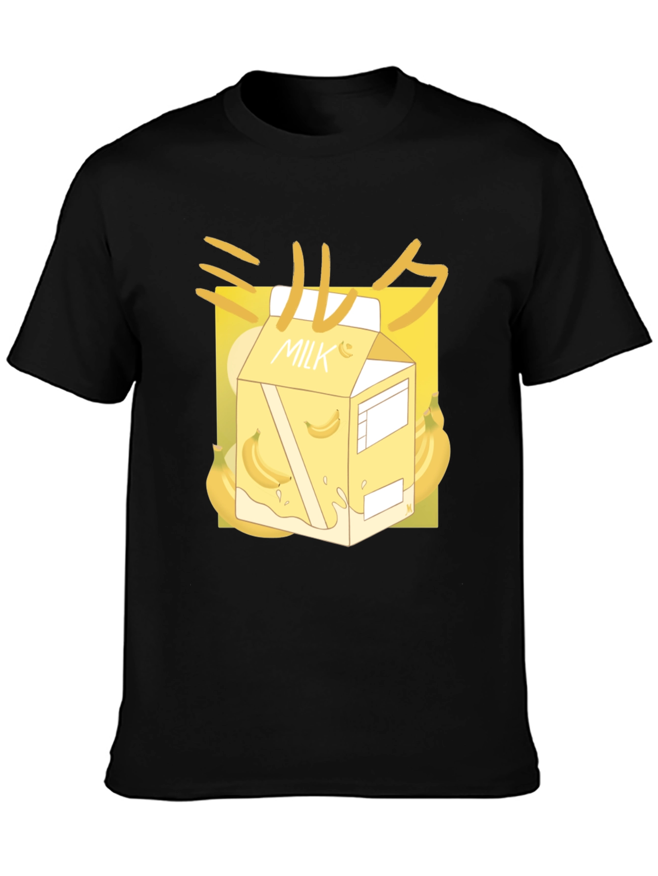 Banana Milk T-Shirt - Kawaii Style Black Tee