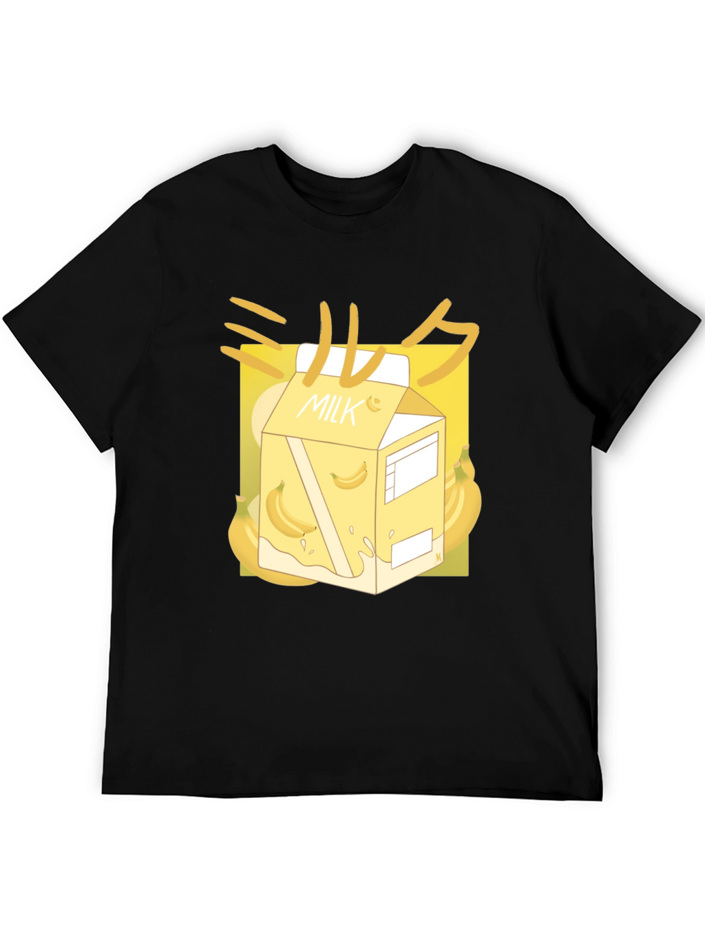 Banana Milk T-Shirt - Kawaii Style Black Tee