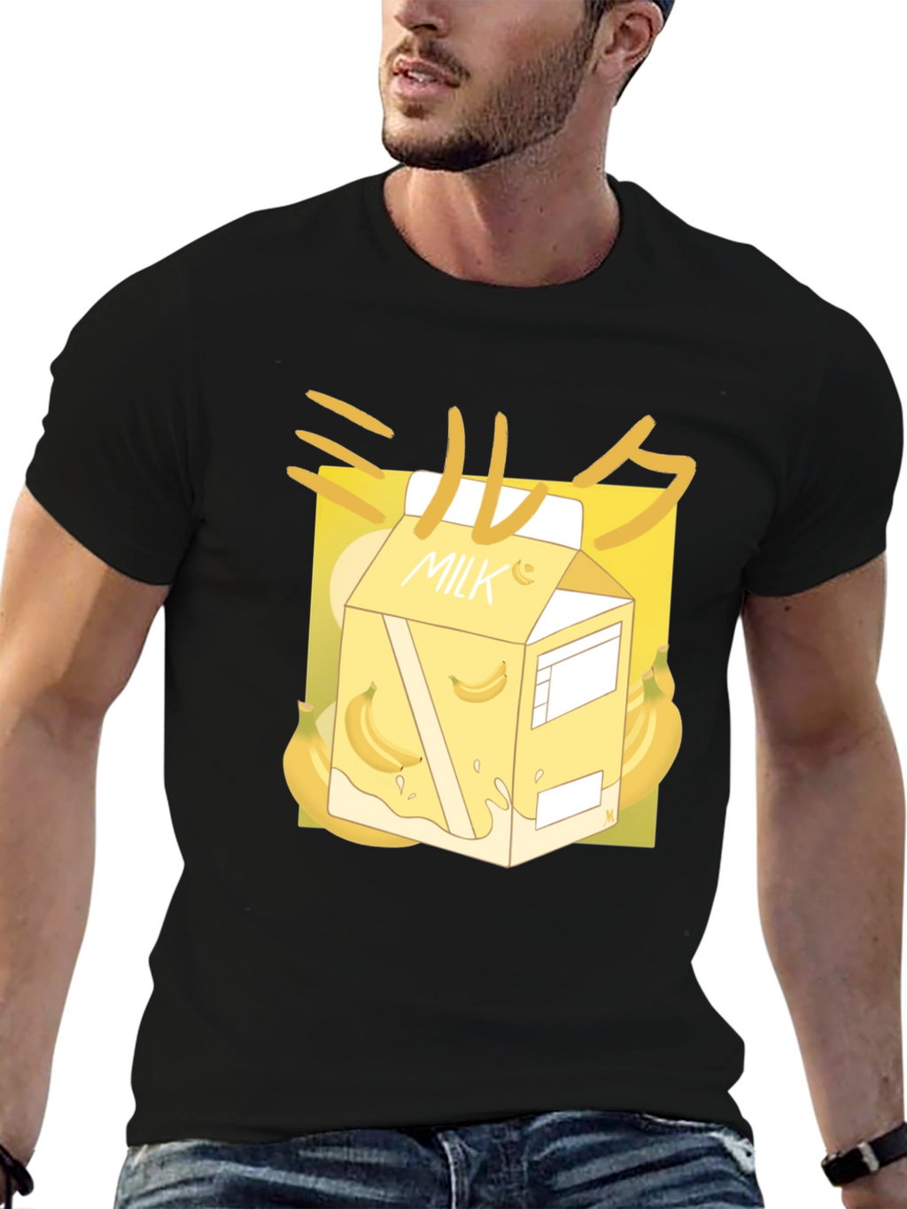 Banana Milk T-Shirt - Kawaii Style Black Tee