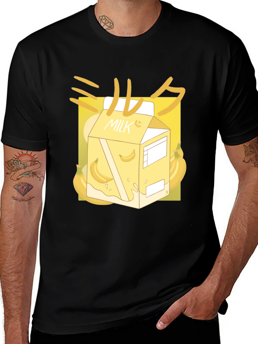 Banana Milk T-Shirt - Kawaii Style Black Tee