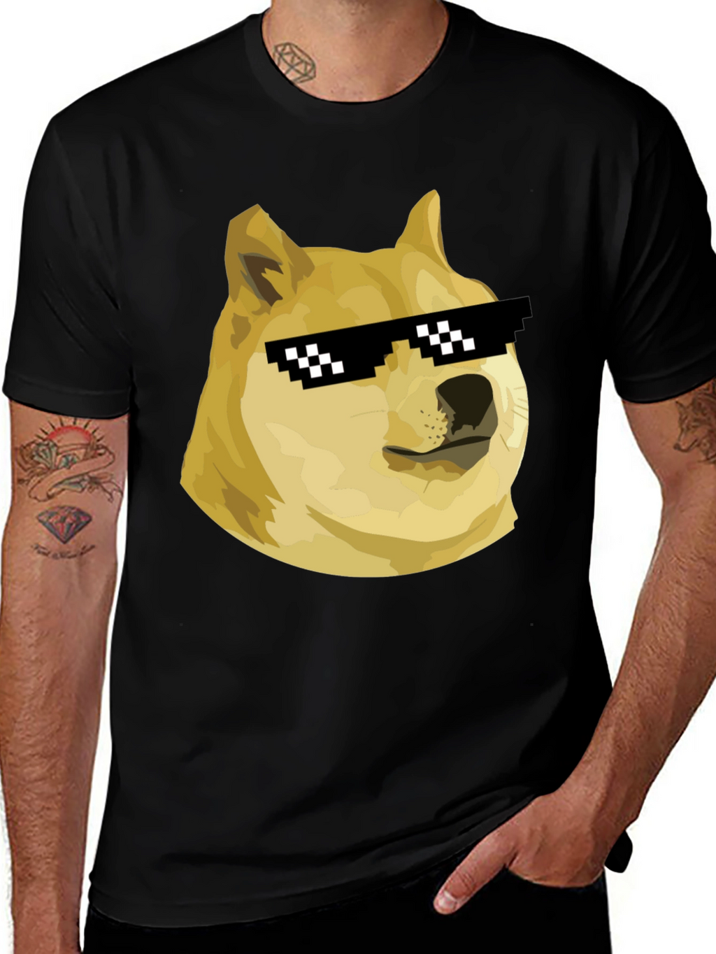 Doge Meme T-Shirt - Black Crew Neck