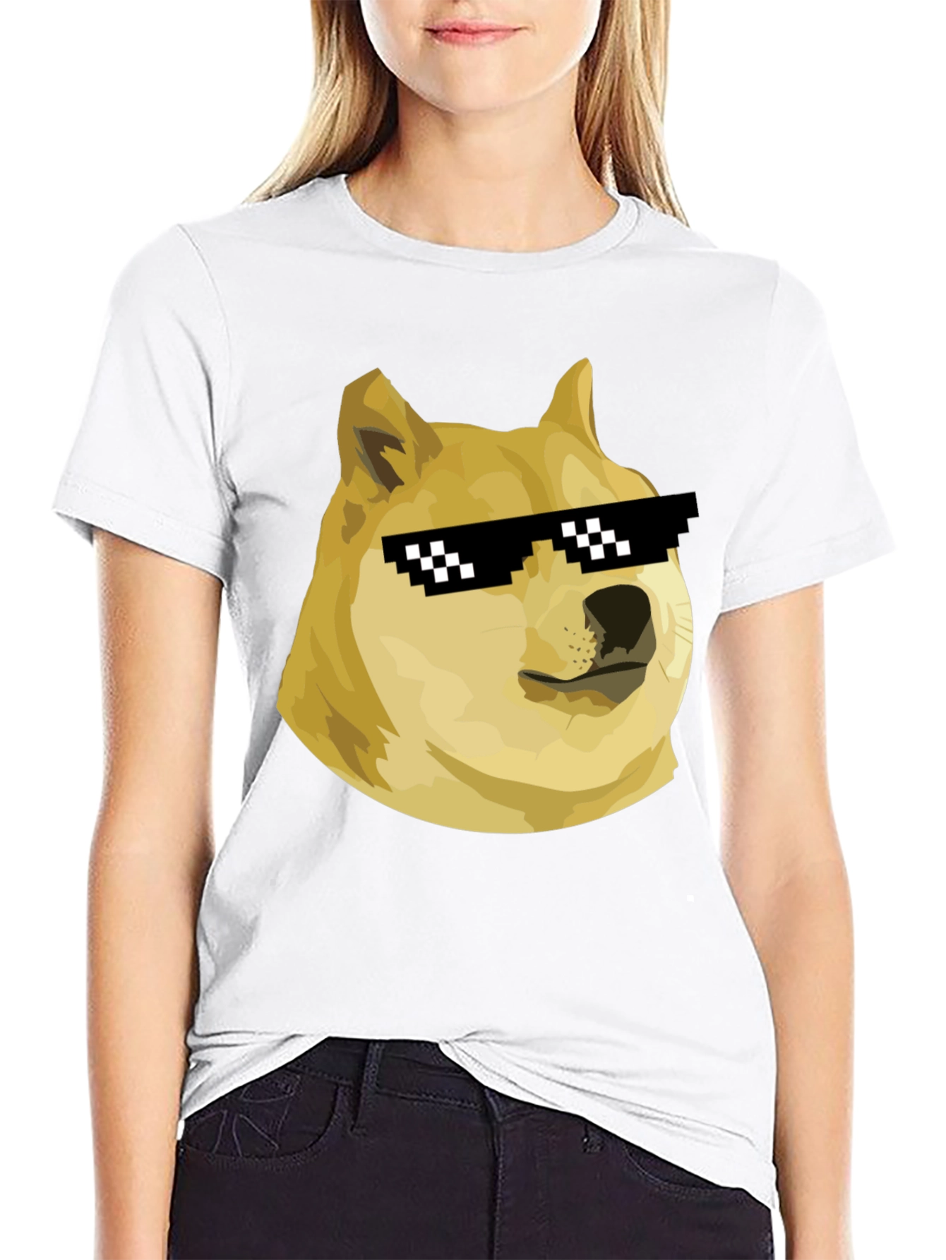 Doge Meme T-Shirt - Black Crew Neck