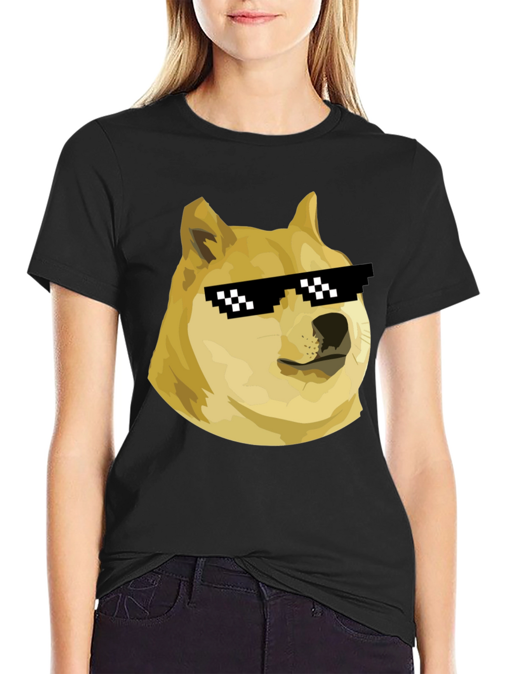 Doge Meme T-Shirt - Black Crew Neck