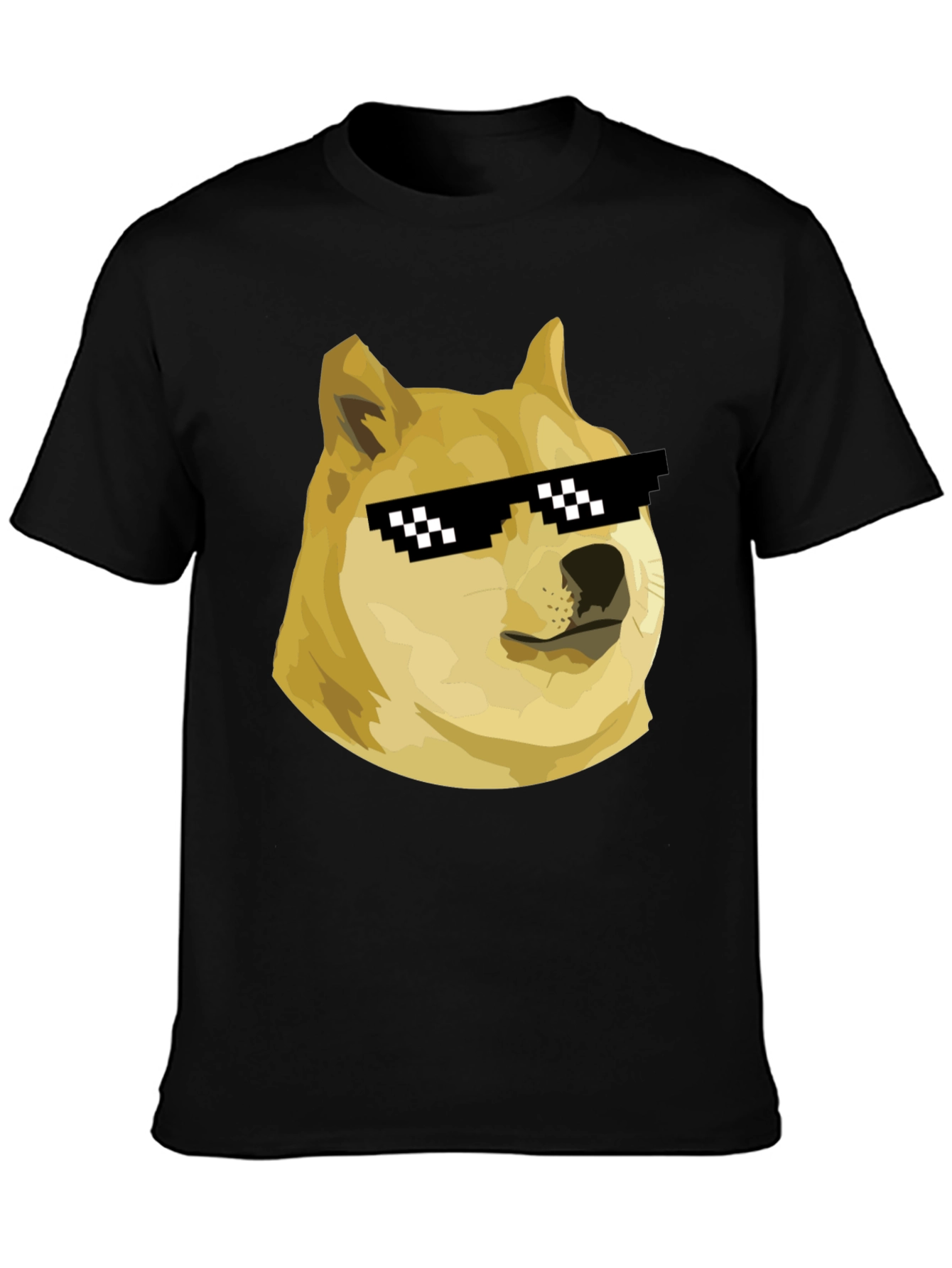 Doge Meme T-Shirt - Black Crew Neck