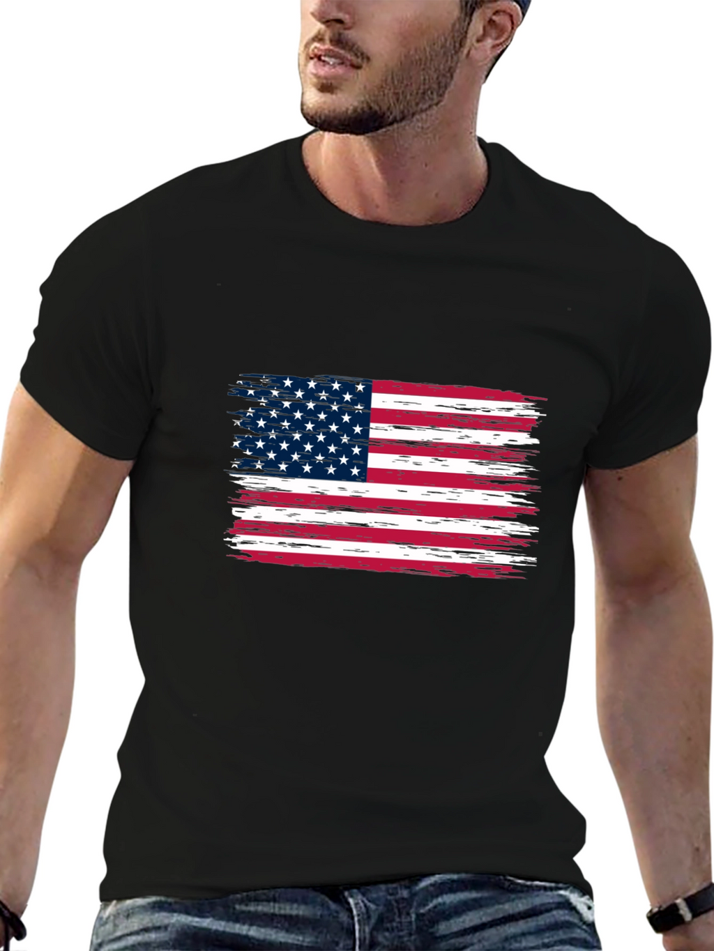 American Flag Graphic Print Tee