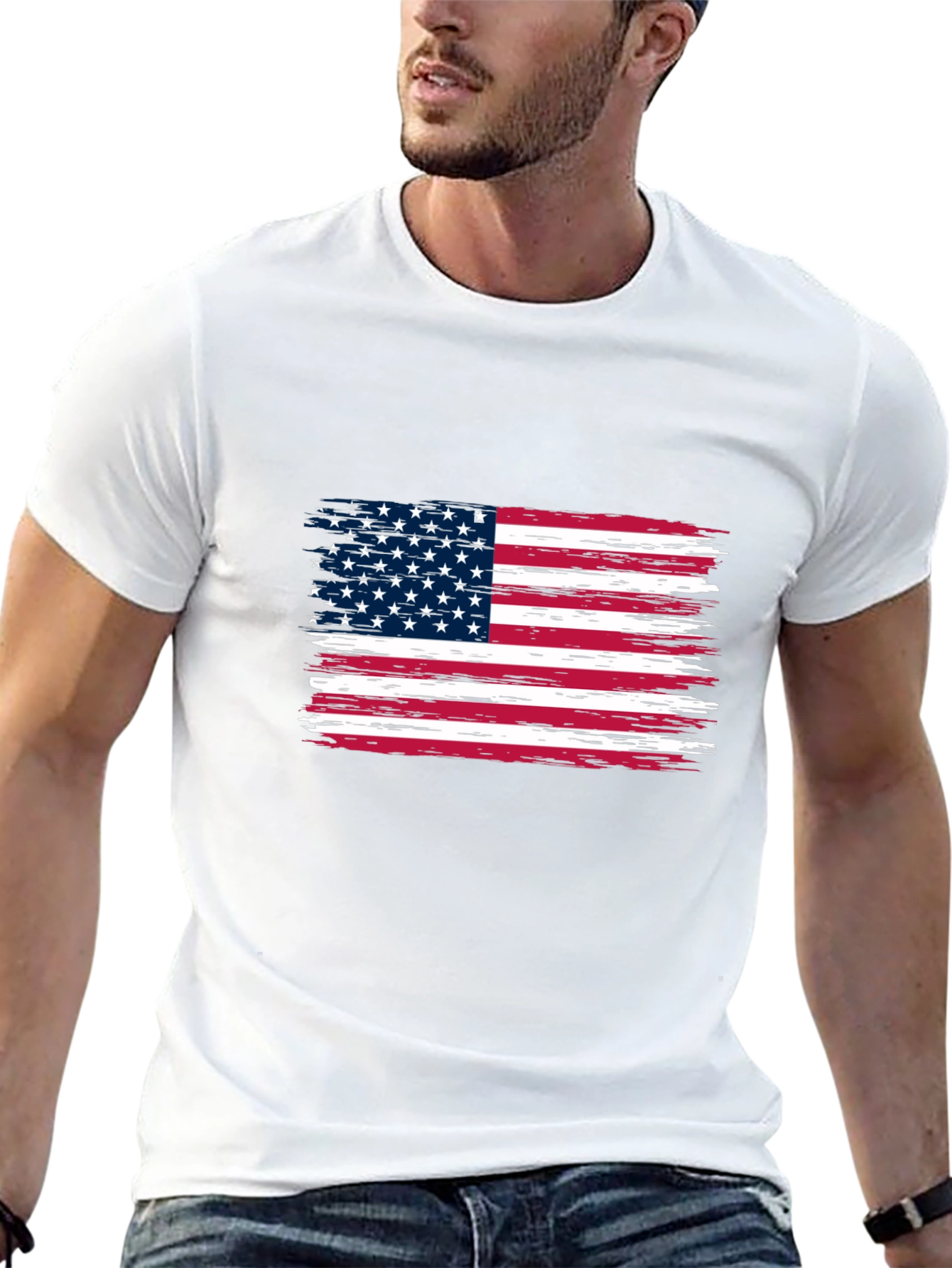 American Flag Graphic Print Tee