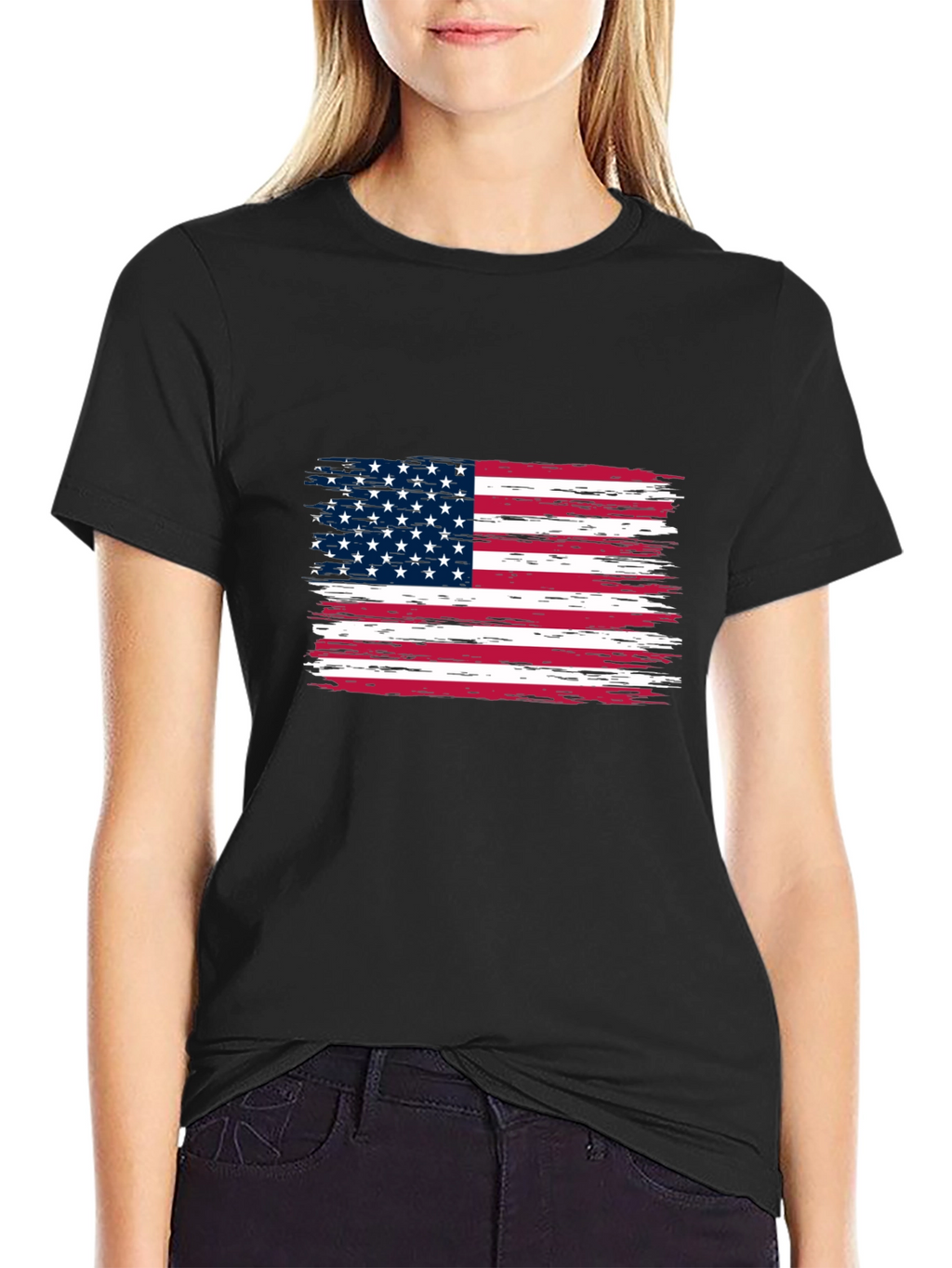 American Flag Graphic Print Tee