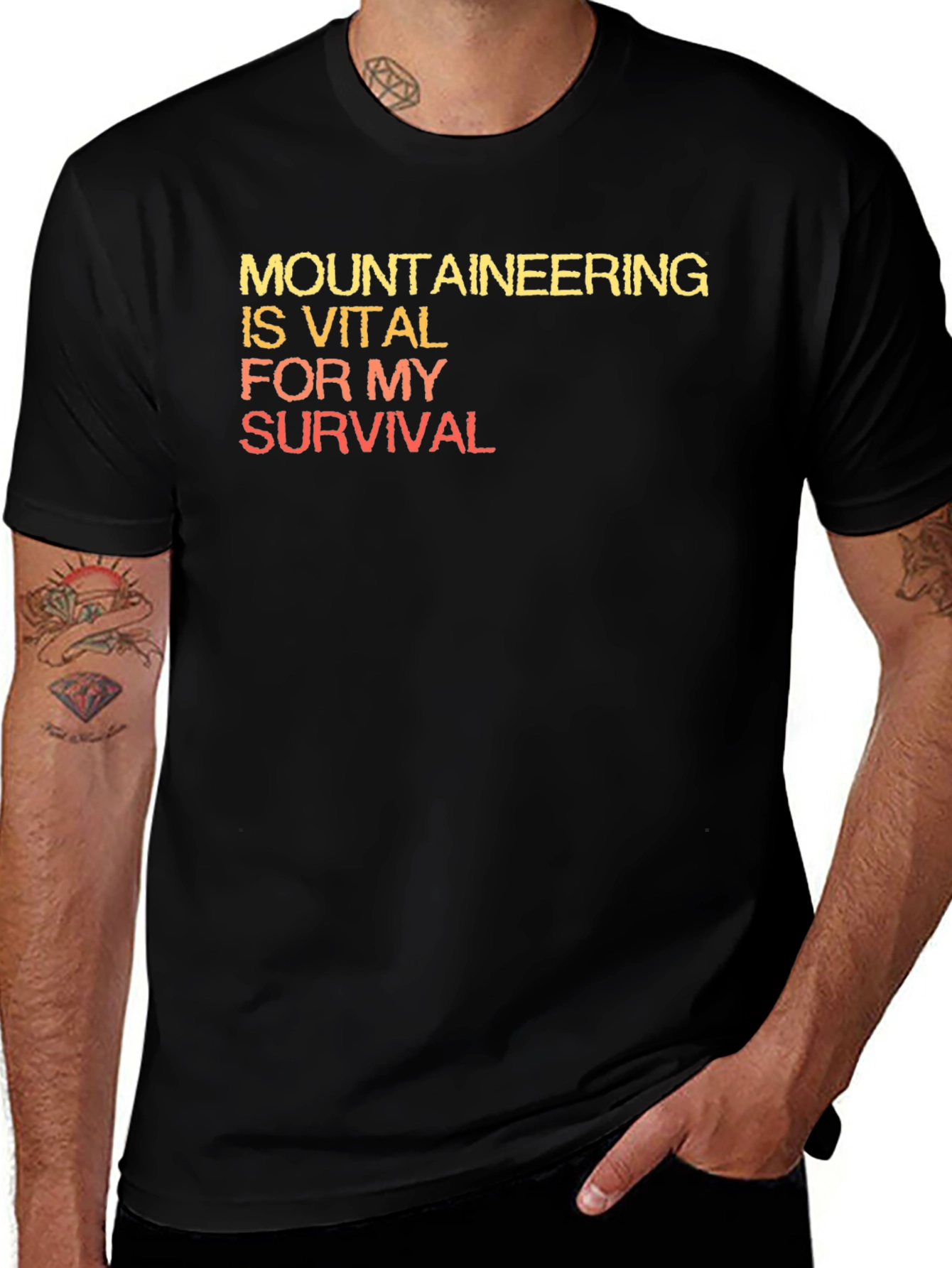 Mountaineering Vital For My Survival Black T-Shirt
