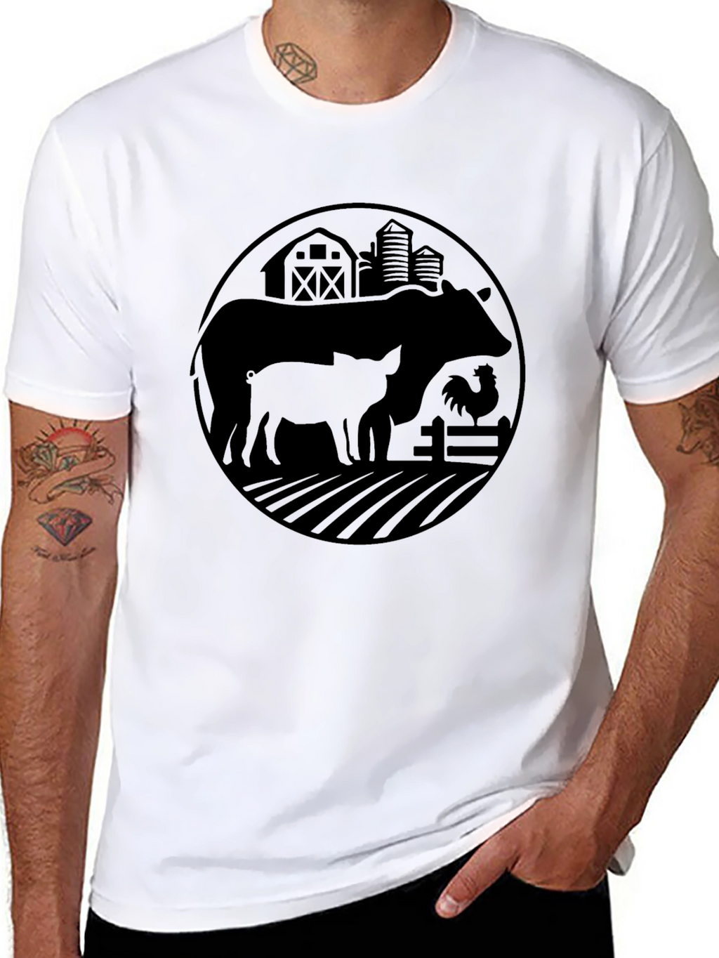 Farm Life Graphic Tee - Black Cotton T-Shirt