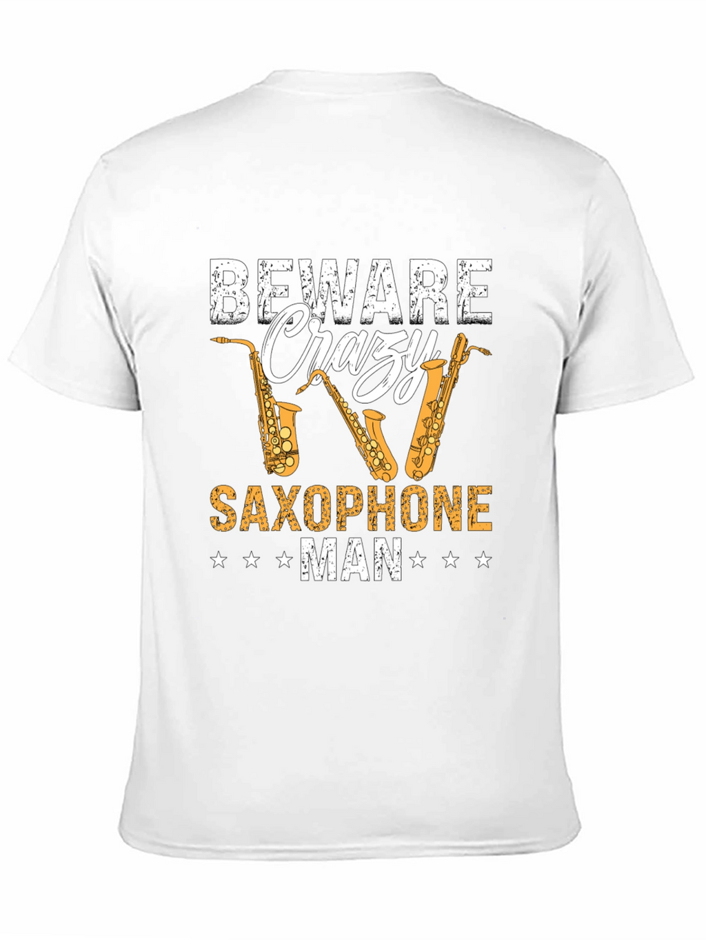 Beware Crazy Saxophone Man Black T-Shirt
