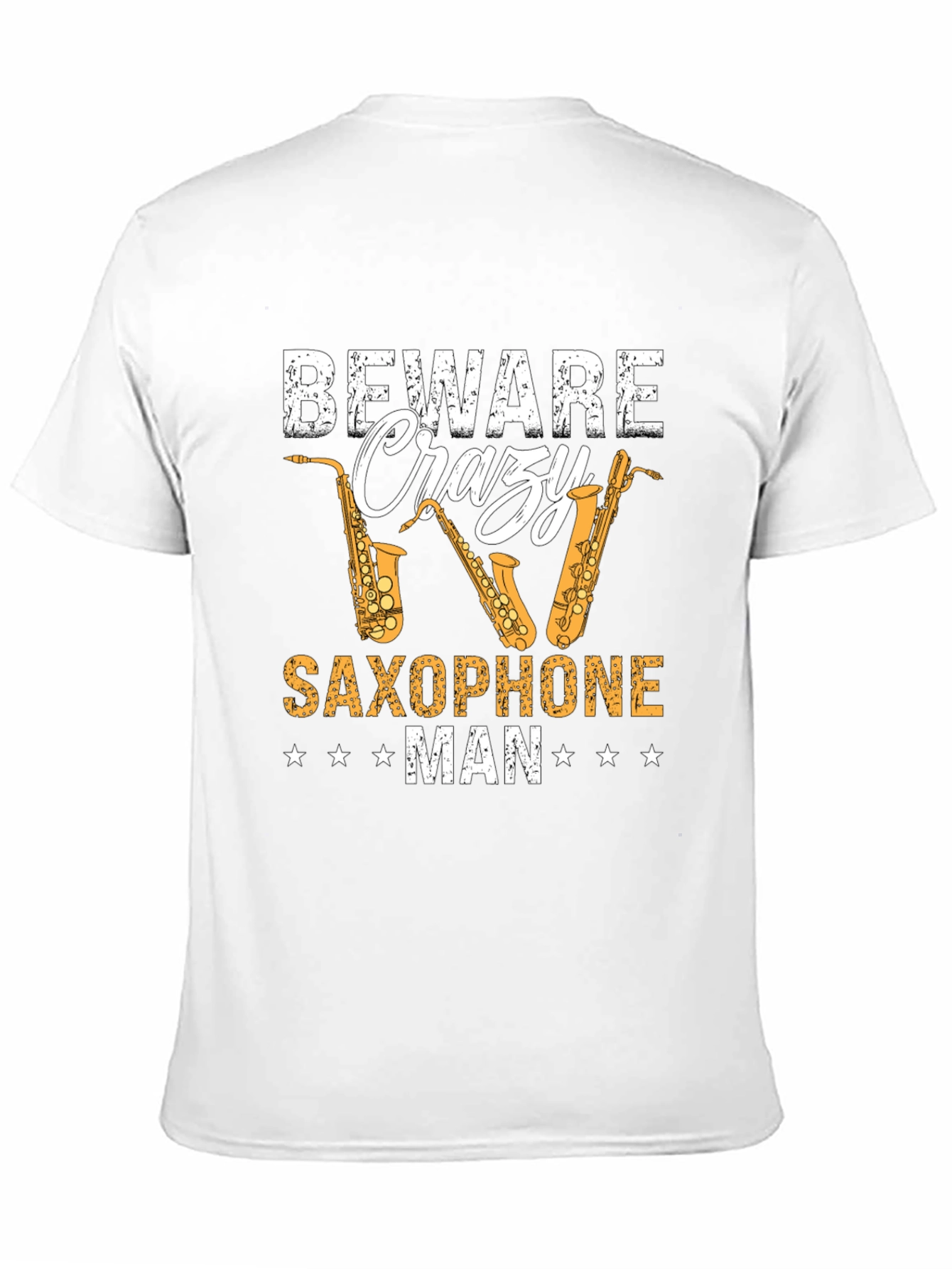 Beware Crazy Saxophone Man Black T-Shirt